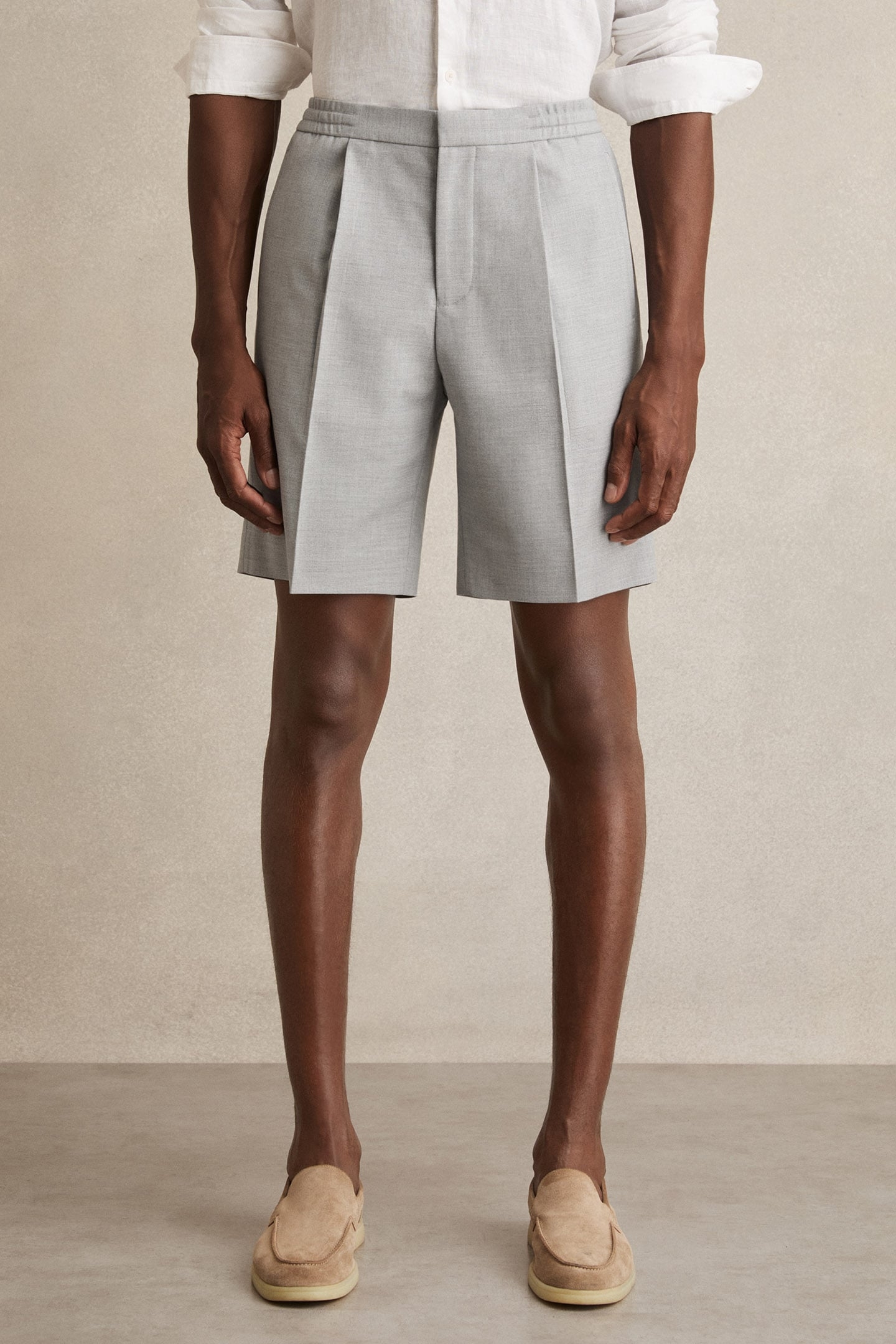 RELAXED DRAWSTRING SHORTS SOFT GREY 1