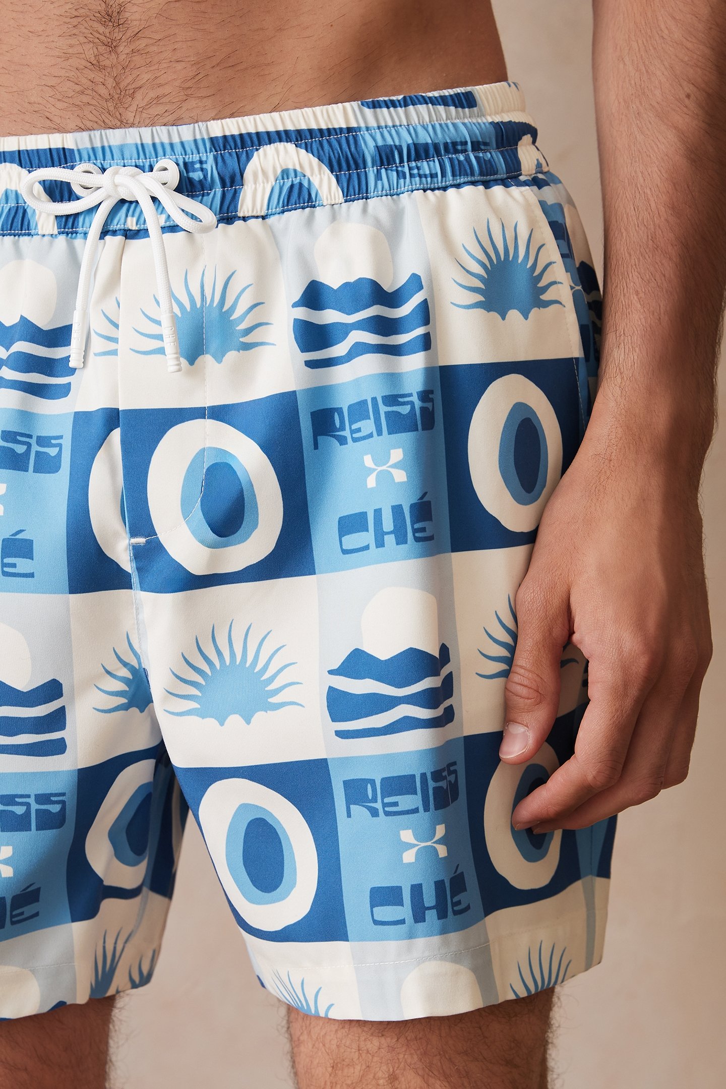 DRAWSTRING TILE SUNSET PRINT SWIMSHORT BLUE MULTI 6