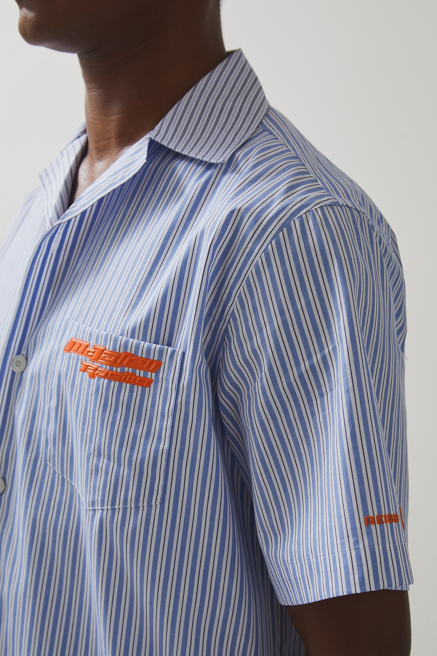 SS STRIPE POPLIN CUBAN SHIRT SOFT BLUE/WHITE 5