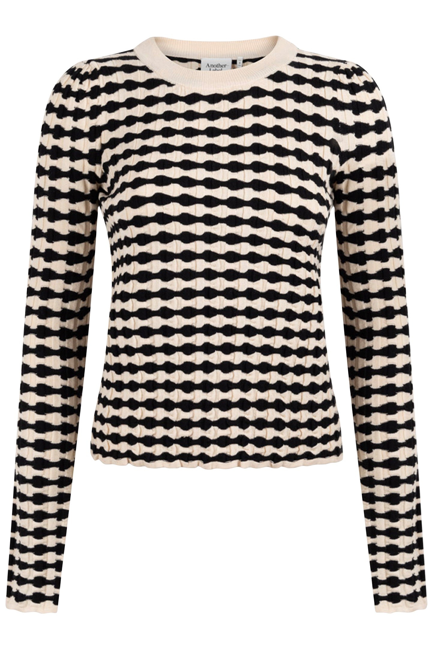 ASTER KNITTED PULL LONG SLEEVE BLACK PARCHMENT STRIPE 1