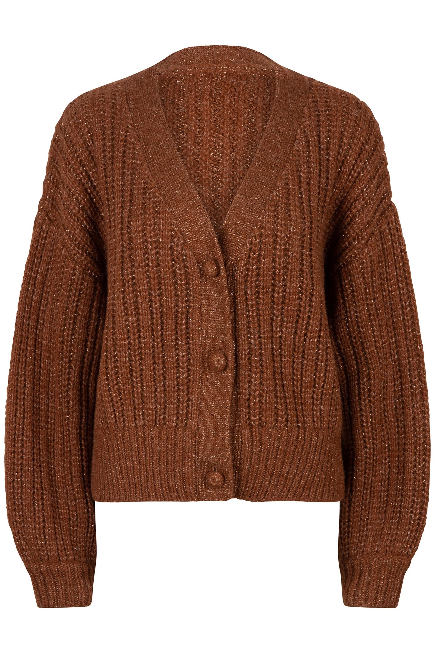 CARDIGAN CHUNKY KNIT LUREX BROWN 3