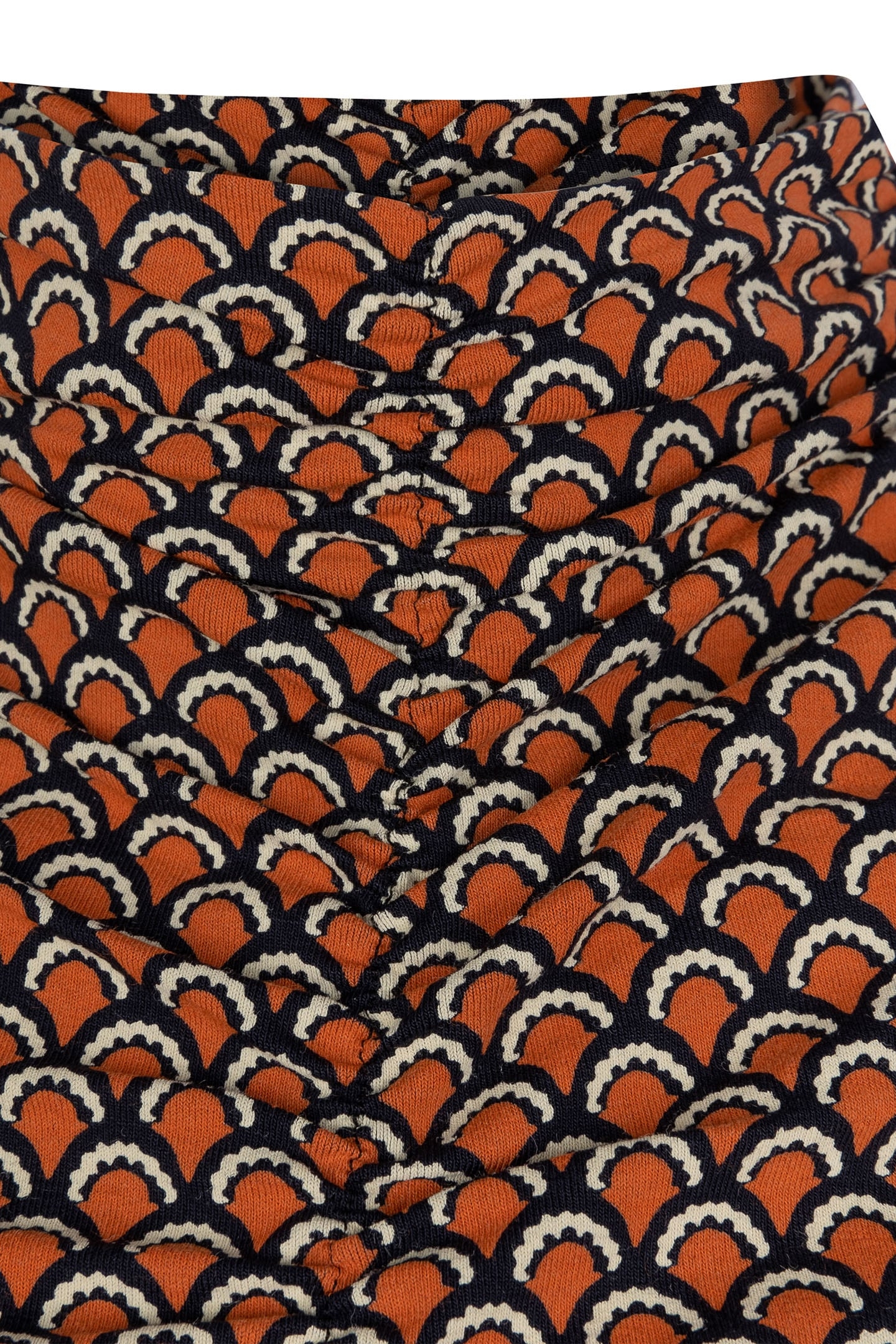 TOP SMOCKED NECKLINE SCALLOPED SJ PRINT 8