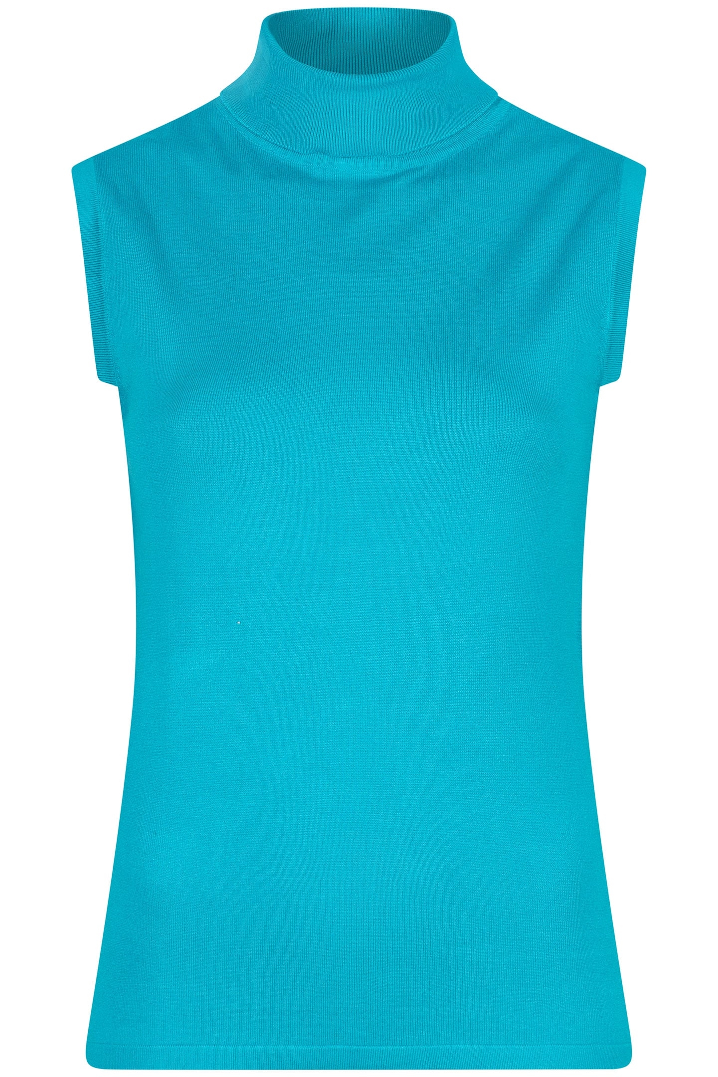 TOP SLVLSS RIBBED COL BASIC KNIT PEACOCK BLUE 6