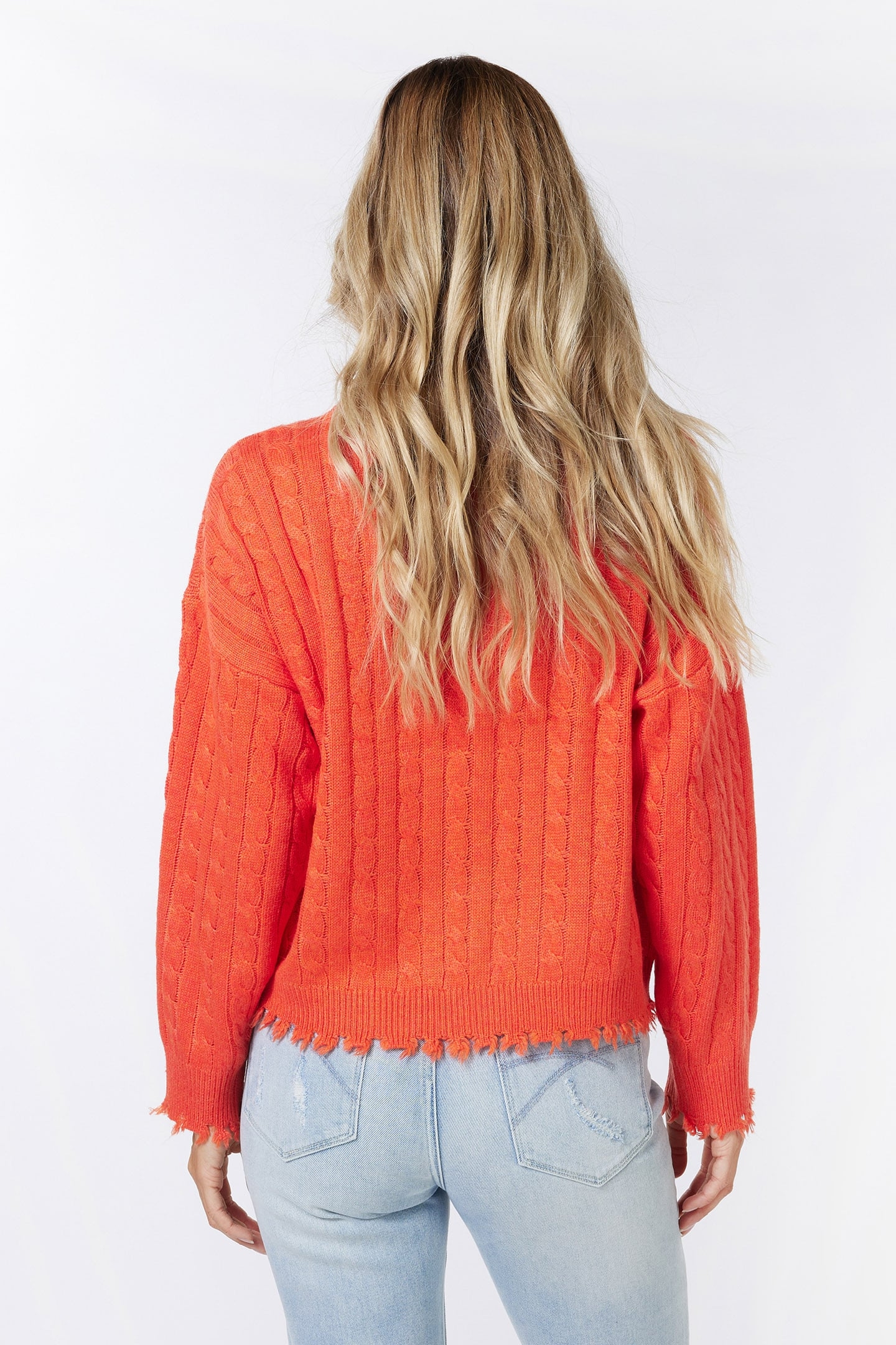 SWEATER CABLES RAW EDGE ORANGE 3