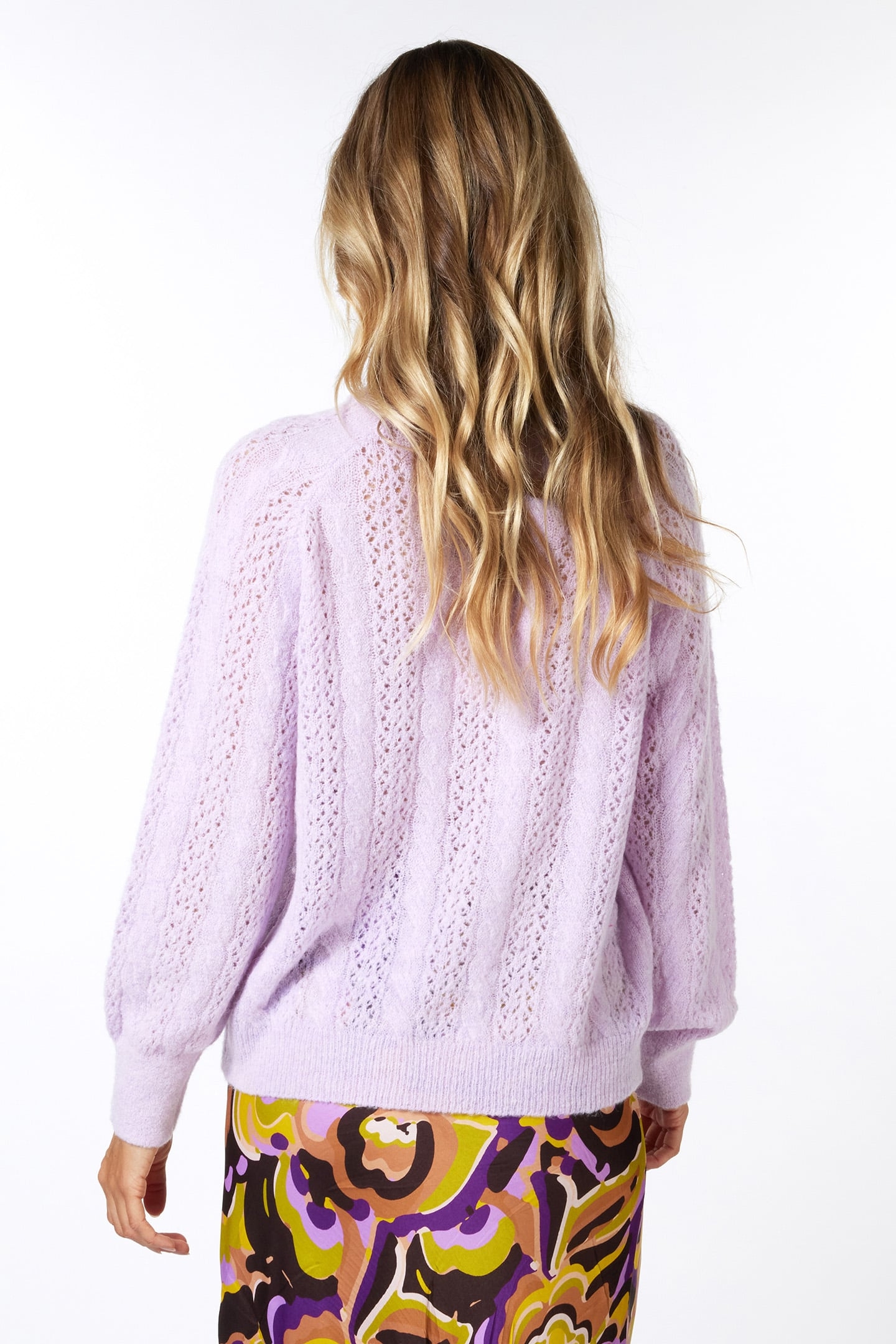 SWEATER CABLE AJOUR LILAC 3
