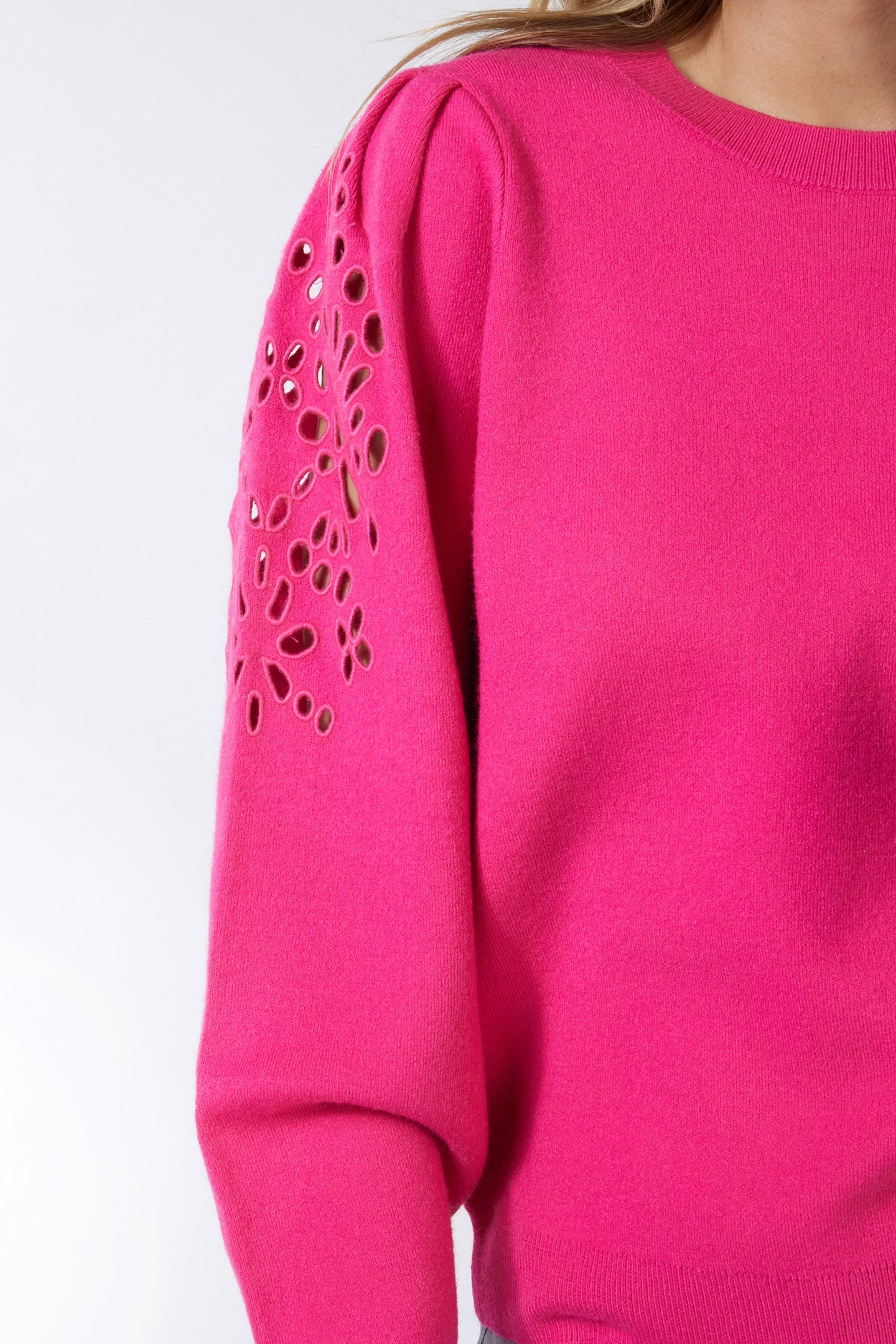 SWEATER EMBROIDERY ANGLAISE FUCHSIA 8