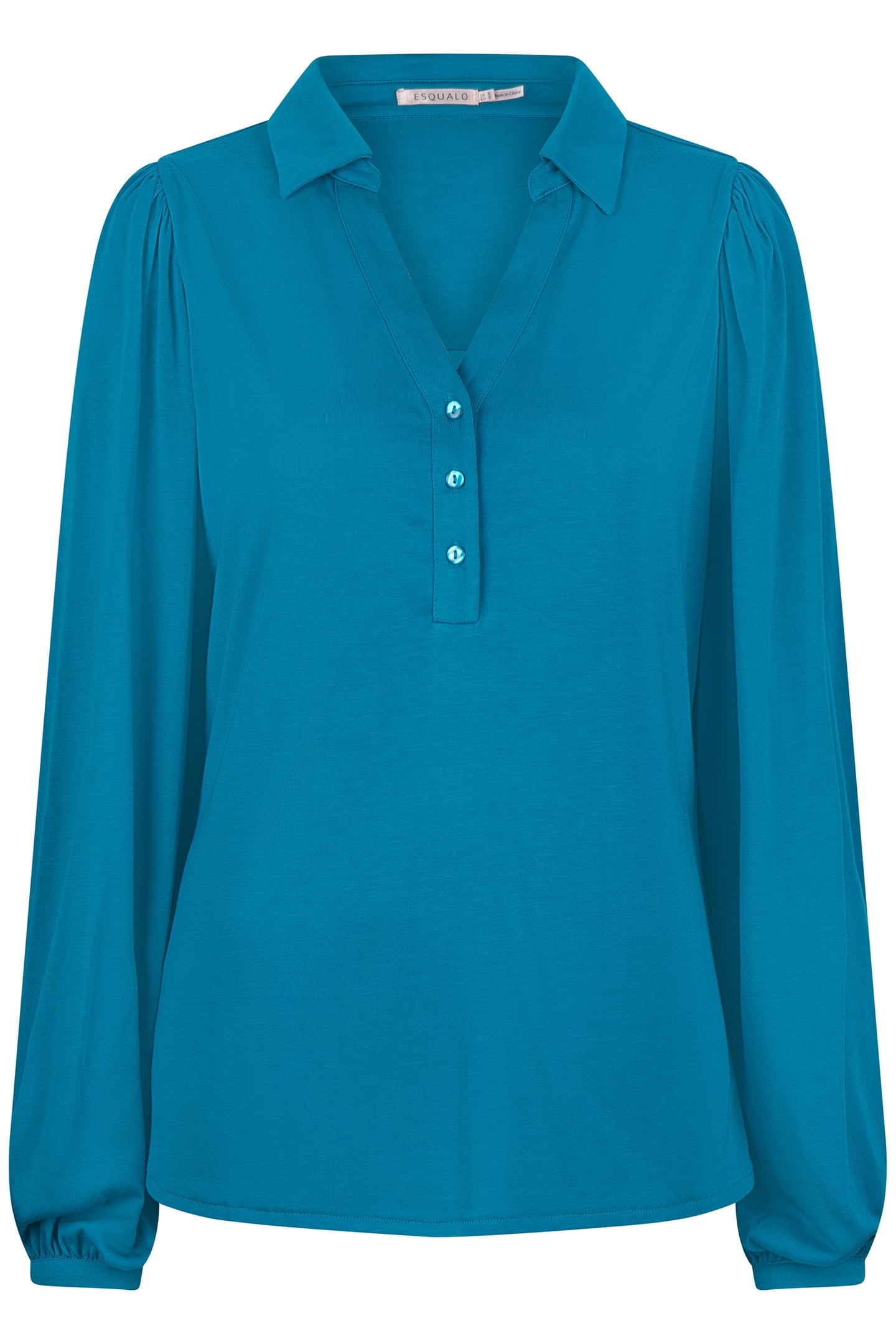 TOP MODAL V-NECK BUTTON PETROL 3