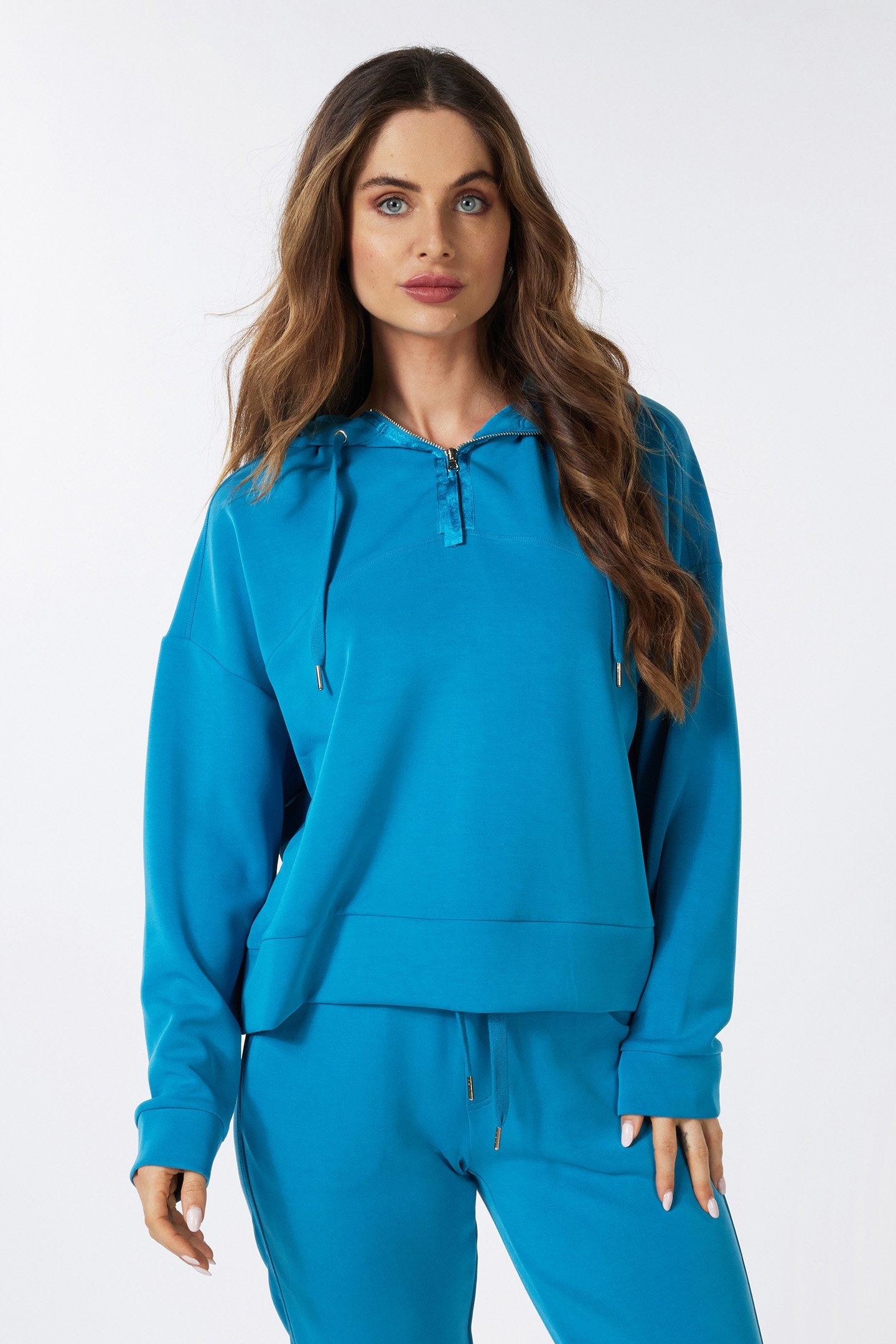 SWEATER HOODIE MODAL PETROL 1