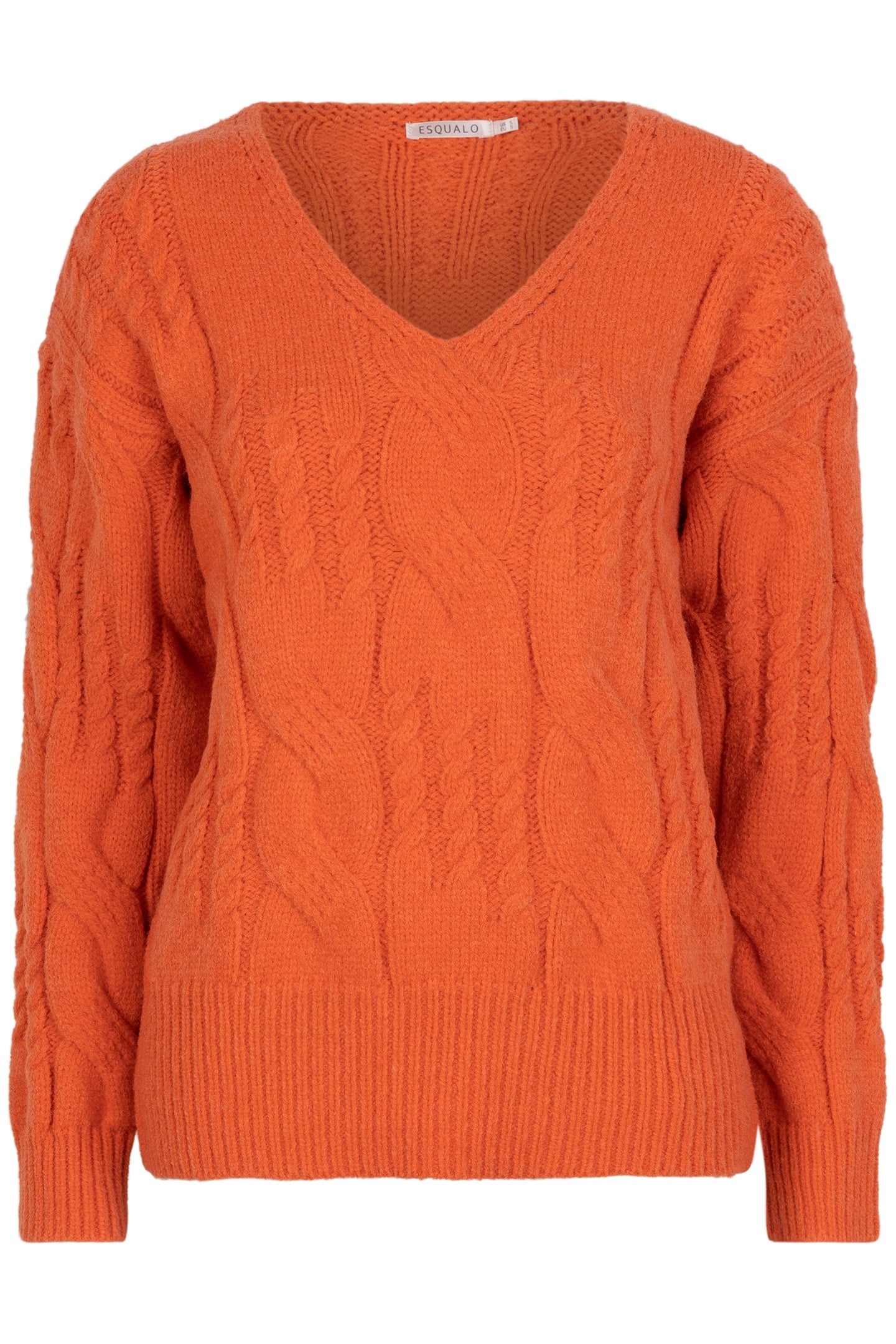 SWEATER CABLES V-NECK RED CLAY 4