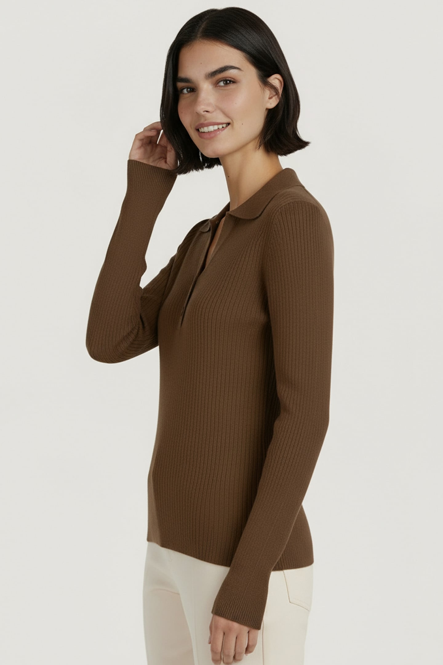 SWEATER POLO COLLAR LONG SLVE ARMY GREEN 2