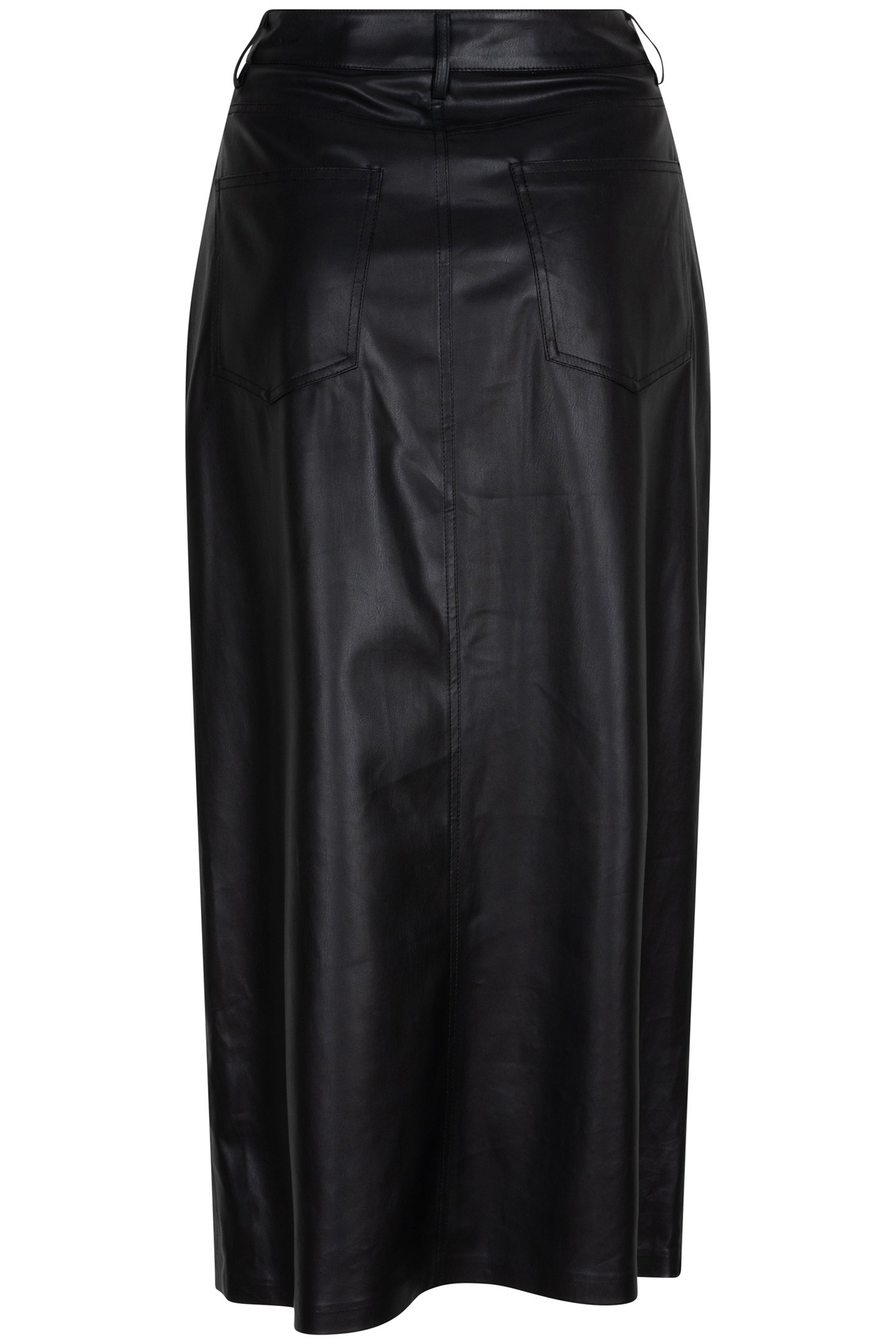 SKIRT LONG SPLIT VEGAN LEATHER BLACK 4
