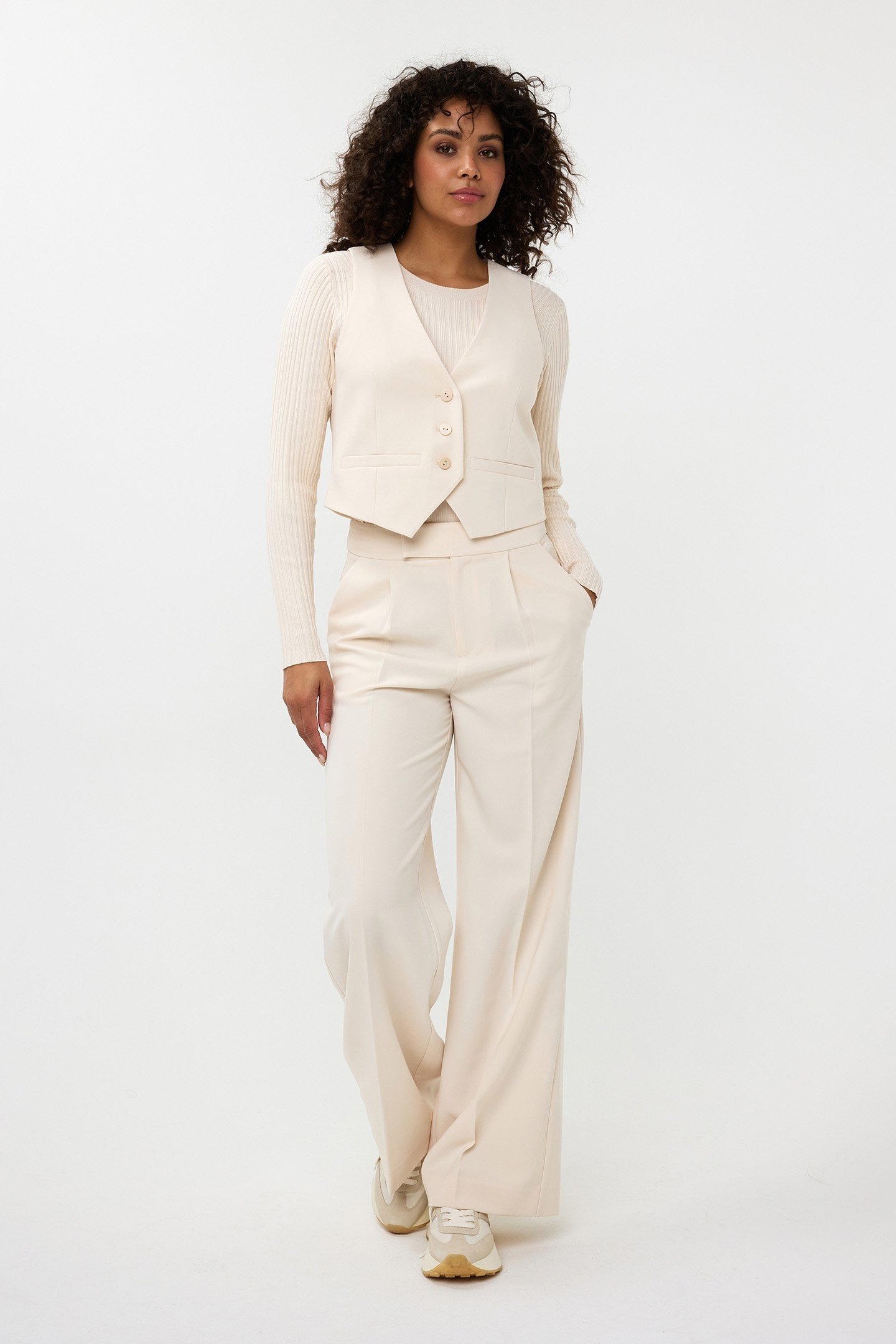 TROUSERS HIGH WAIST WIDE CITY BEIGE 3