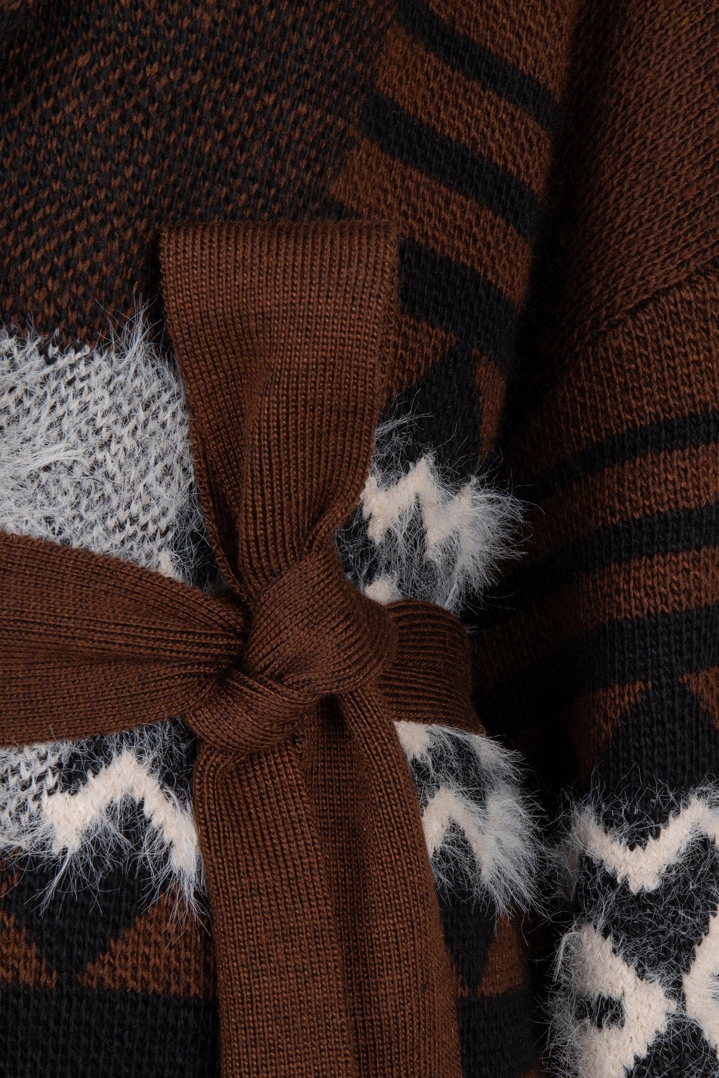 CARDIGAN HAIRY ETHNIC STRIPE CHOCOLATE 7