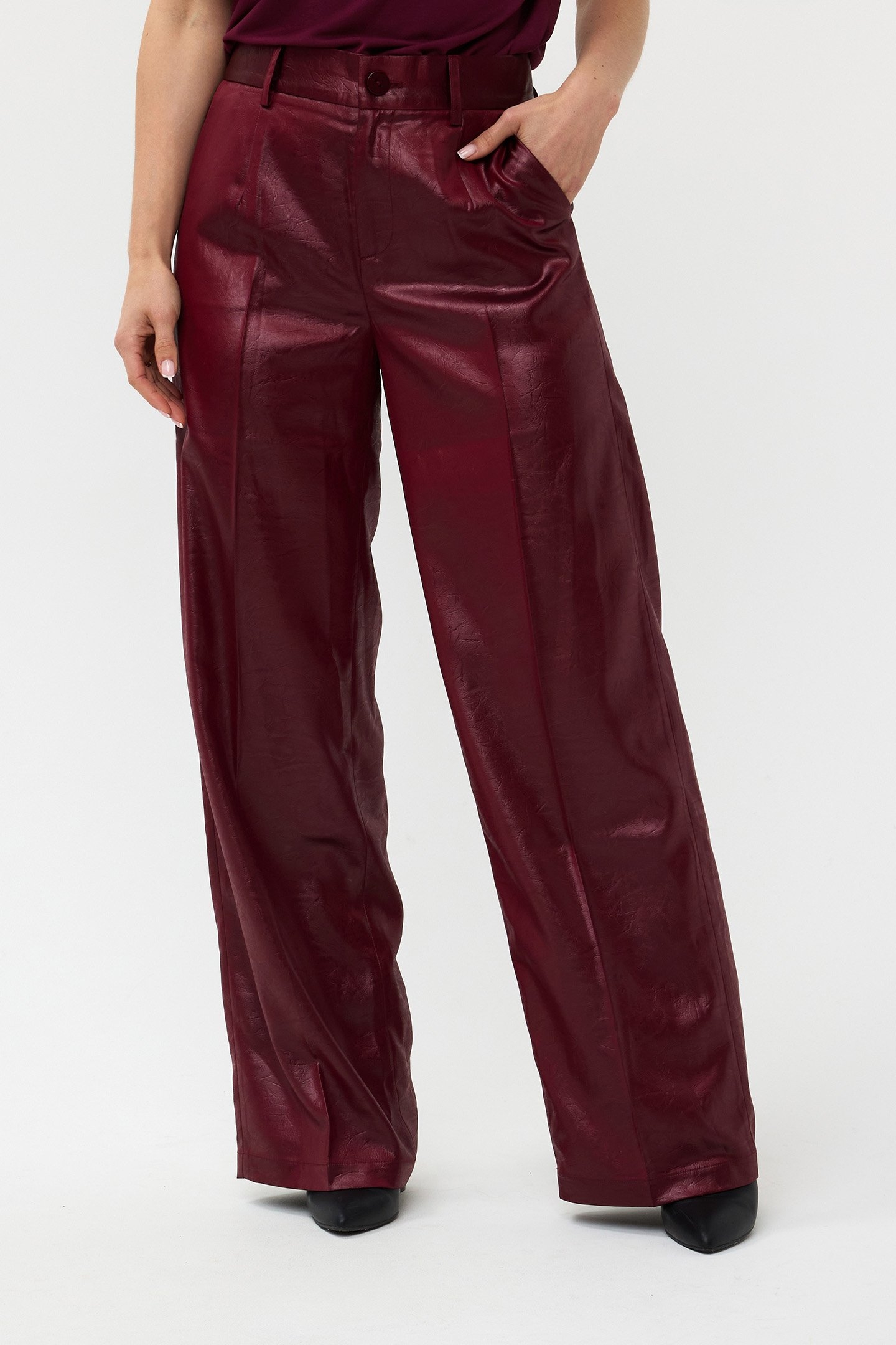 TROUSERS METALLIC EM WINE RED 1