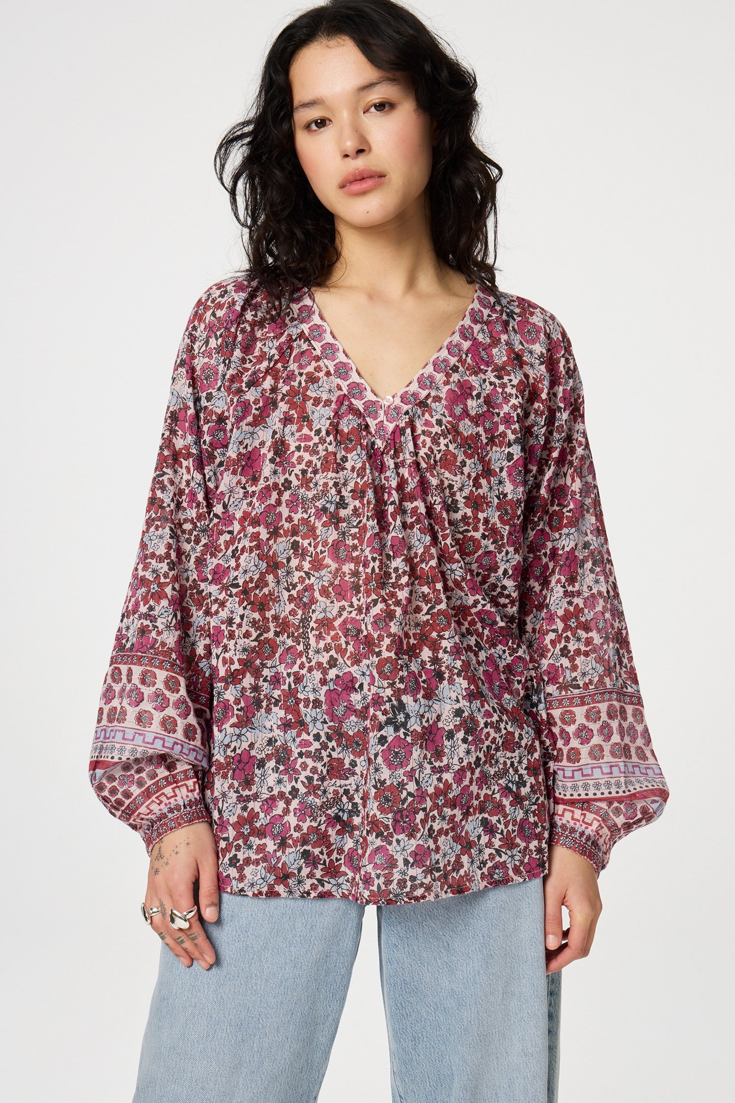 ANAN TOP CERISE RED/POWDER BL 1