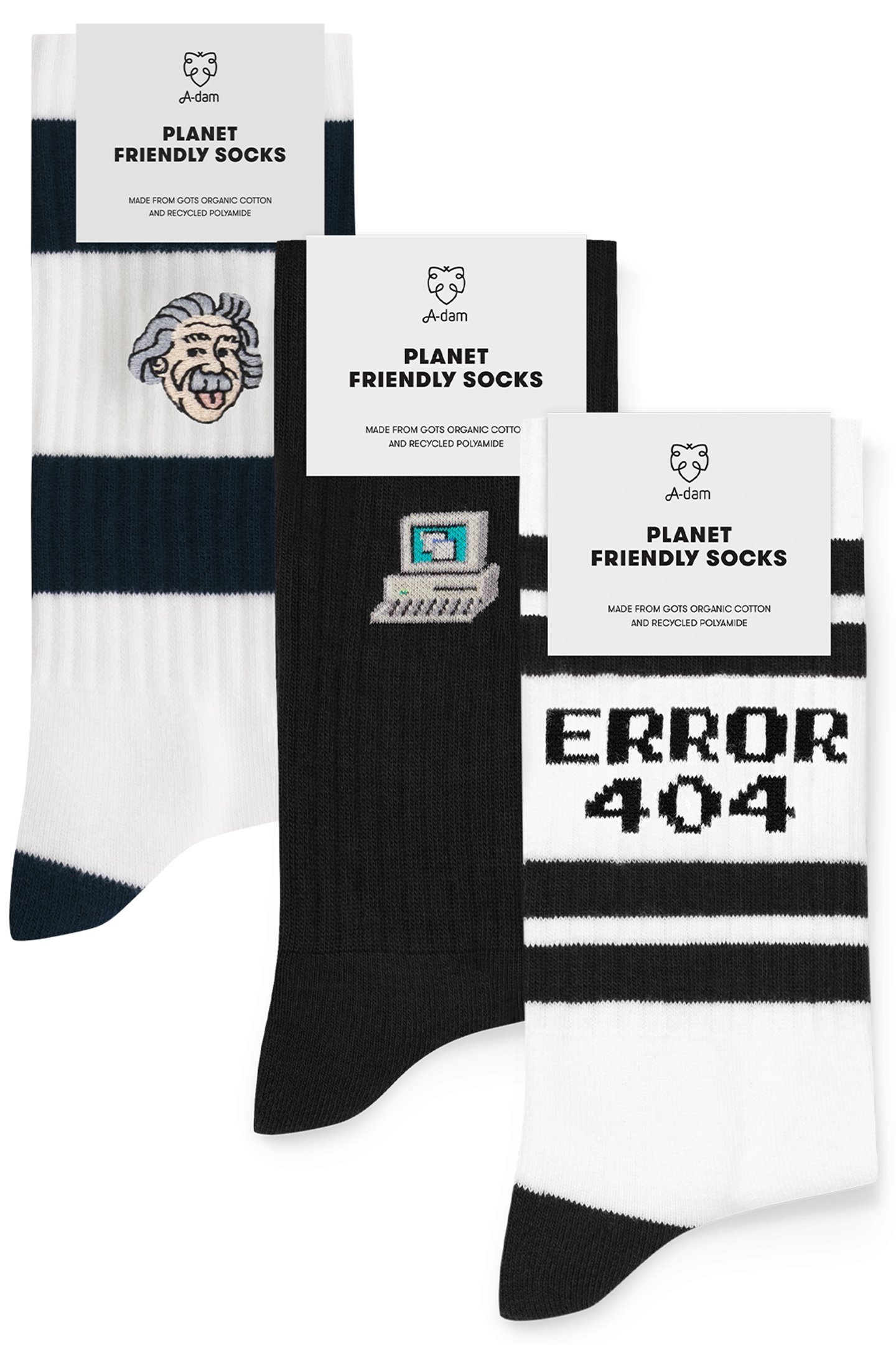 UNISEX A-DAM 3-PACK CREW SOCKS MULTICOLOR 1