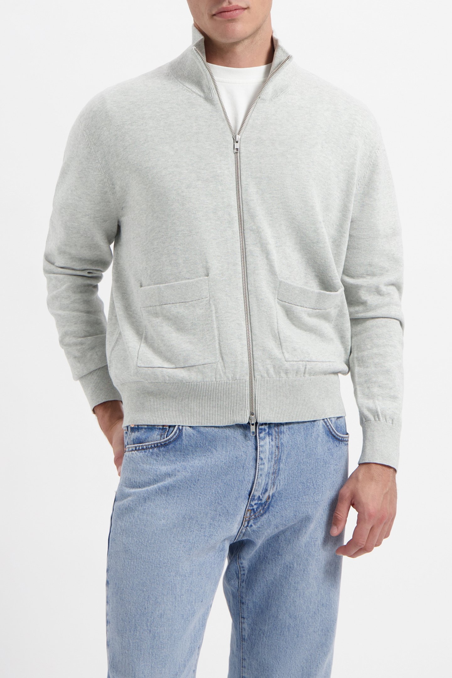 WAL – BLAKE ZIP CARDIGAN LIGHT GREY MELANGE 1