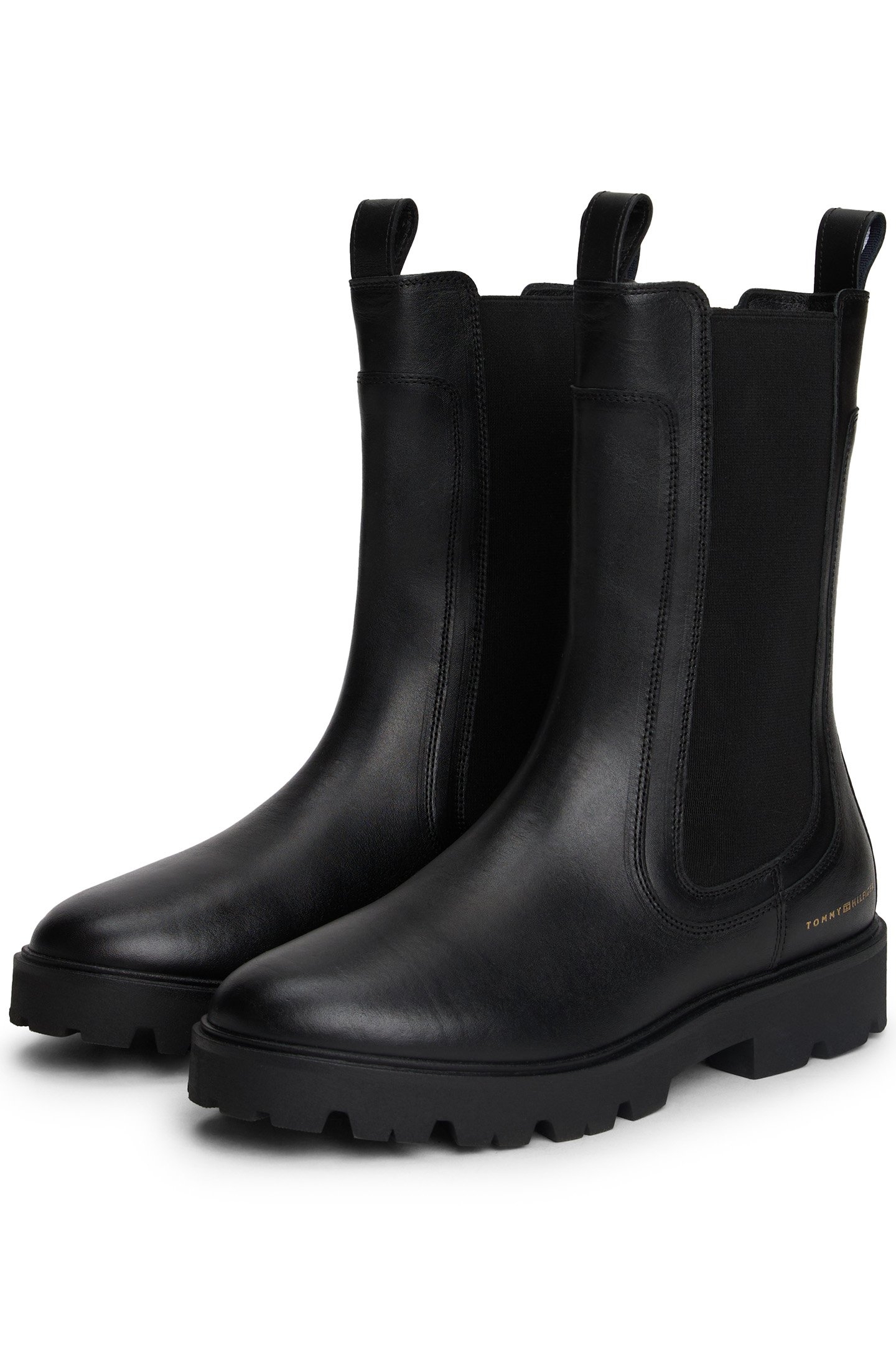 LEATHER CLEAT MID CHELSEA BOOTS BLACK 2
