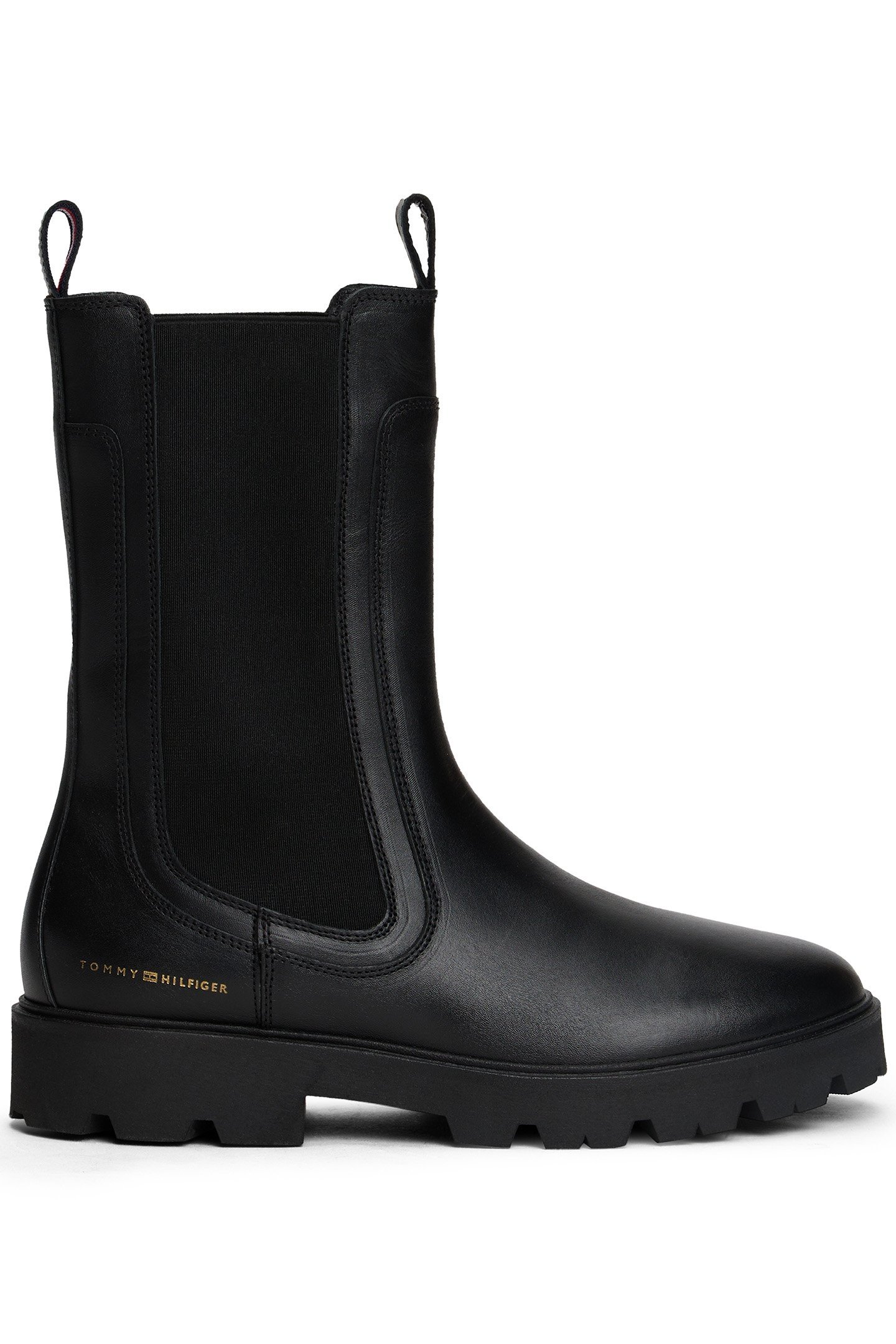 LEATHER CLEAT MID CHELSEA BOOTS BLACK 1