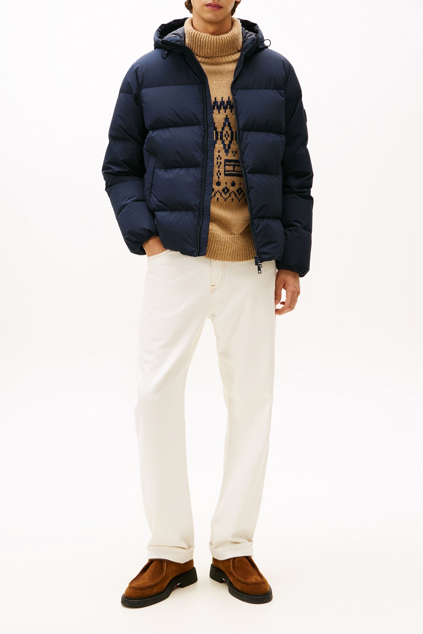 DOWN HOODED PUFFER JACKET NAVY BLUE 1