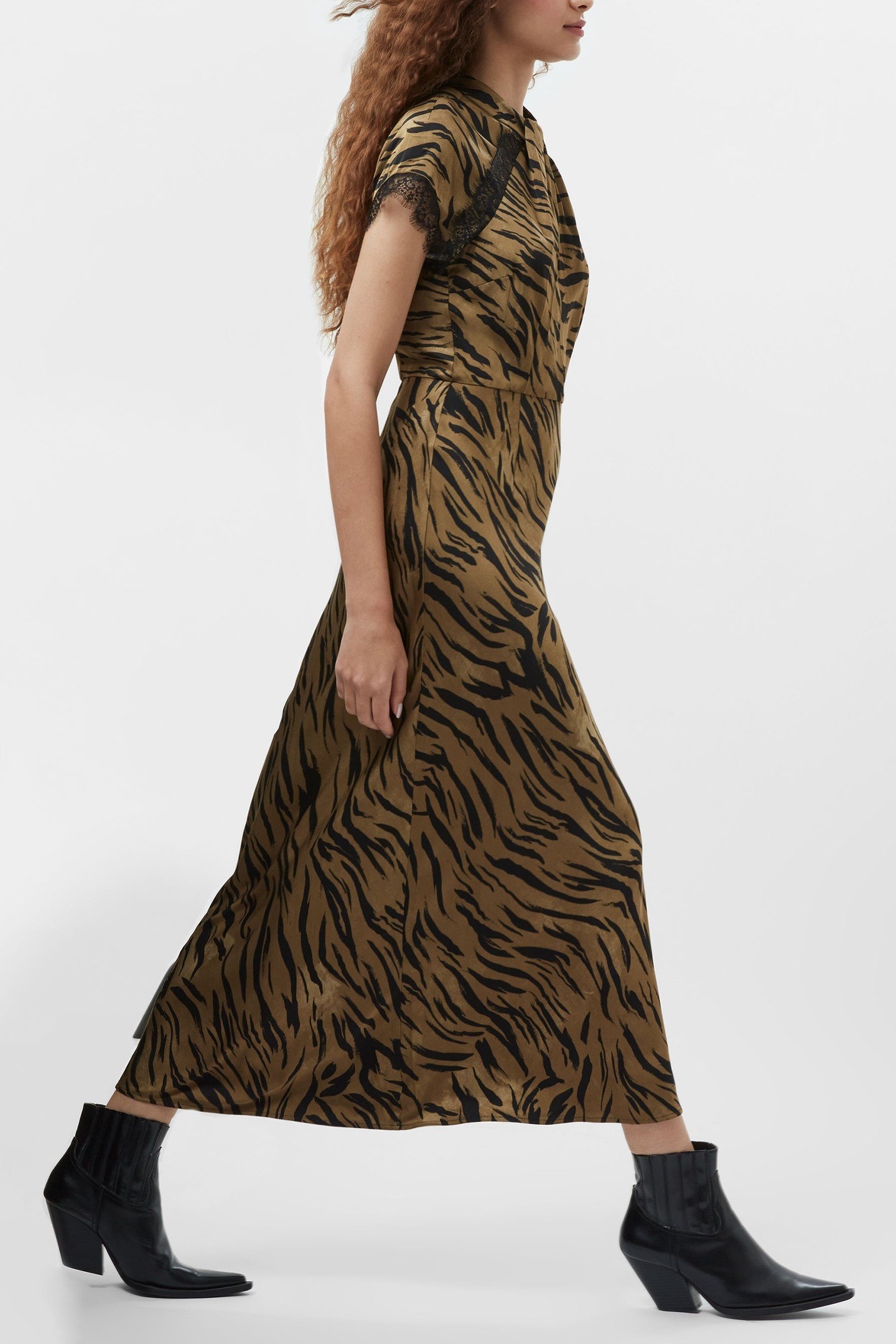 ABELINE ENNIS SATIN LACE DRESS GOLDEN OLIVE KHAKI 5