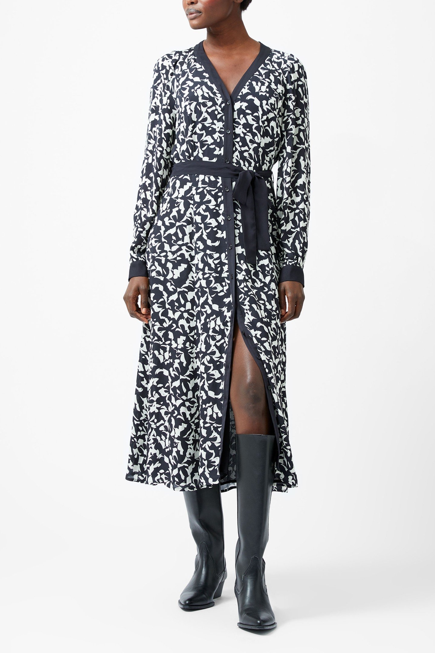 KELLY ALMERE CREPE DRESS NAVY/CREAM 2