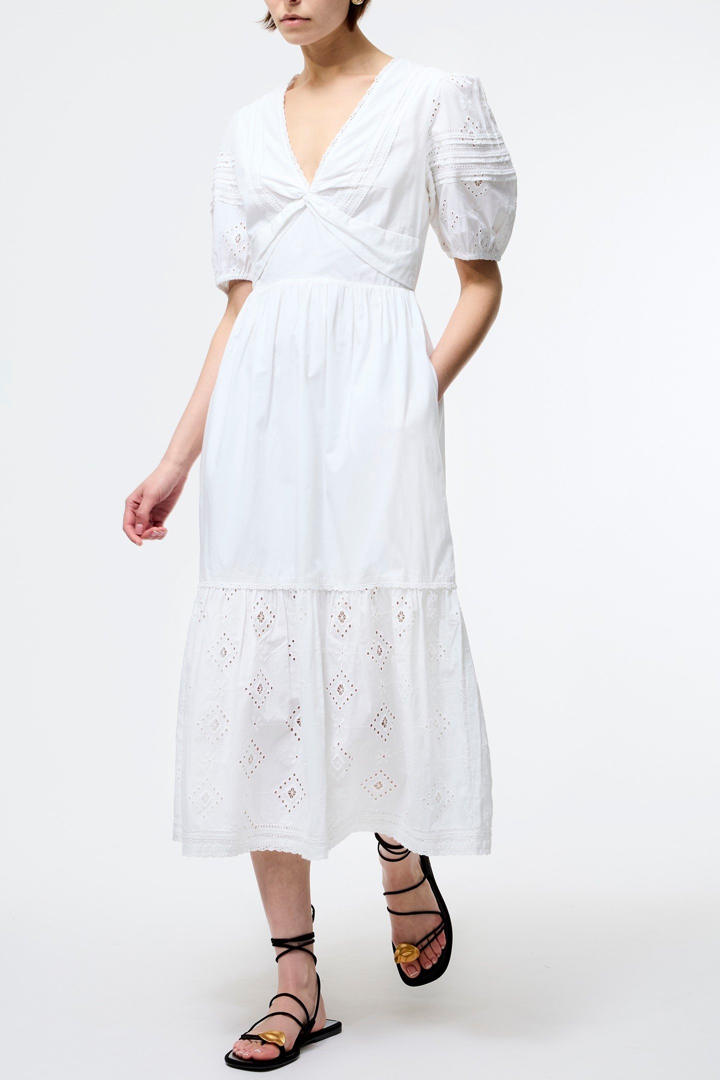 CAMBRIA COTTON MIDI DRESS LINEN WHITE 1