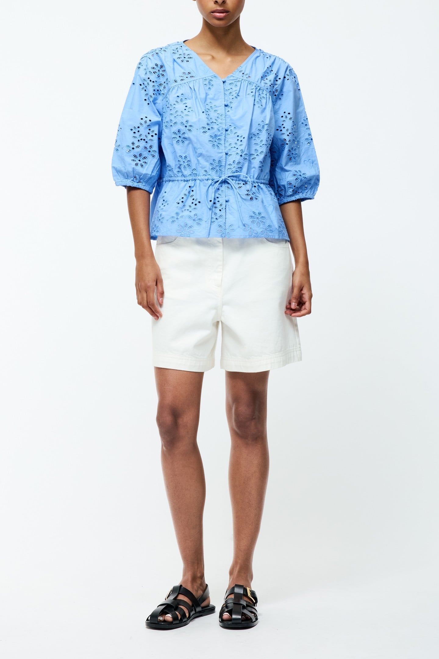 CAMBRIA COTTON SS BRODERIE TOP CORNFLOWER BLUE 3