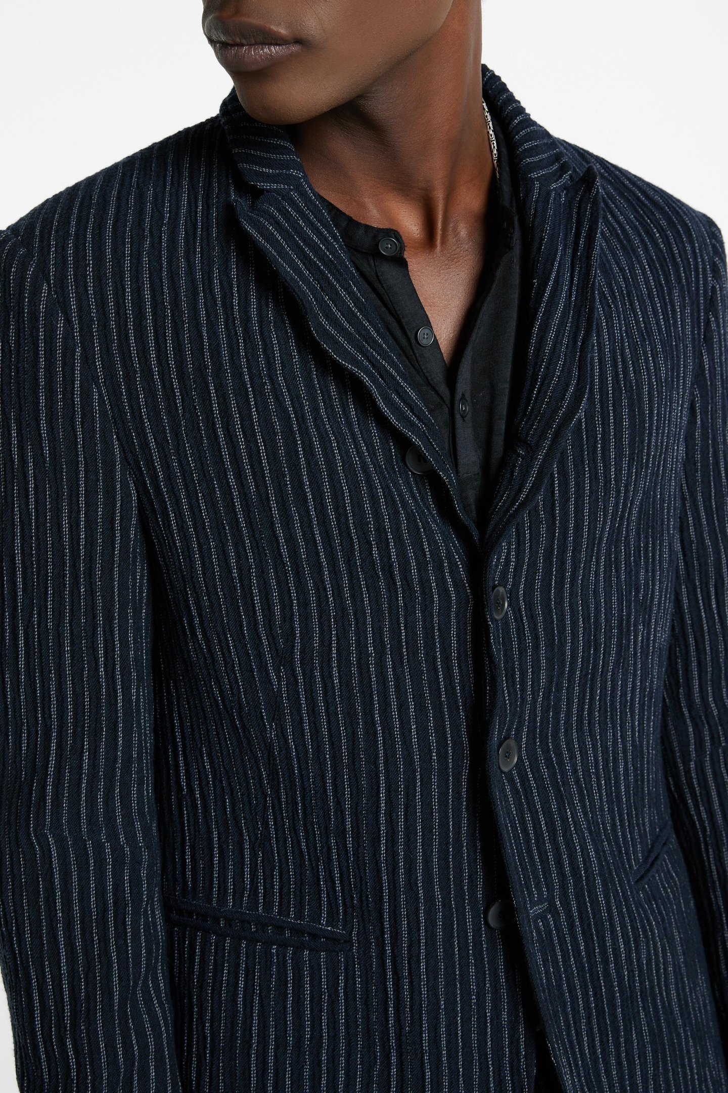 SLIM FIT CONVERTIBLE PEAK LAPEL JACKET INK BLUE 3