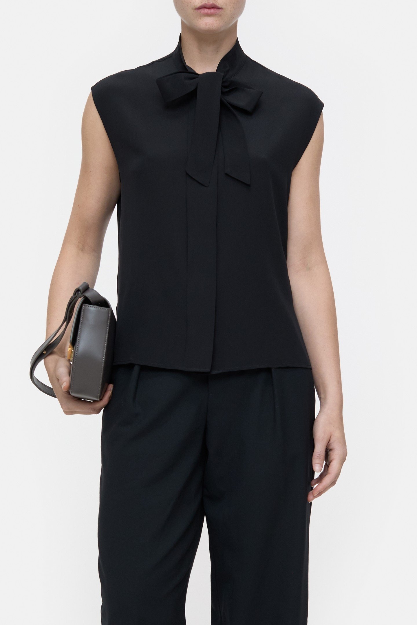 SLEEVELESS BOWTIE TOP SHIRTS & BLOUSES BLACK 1
