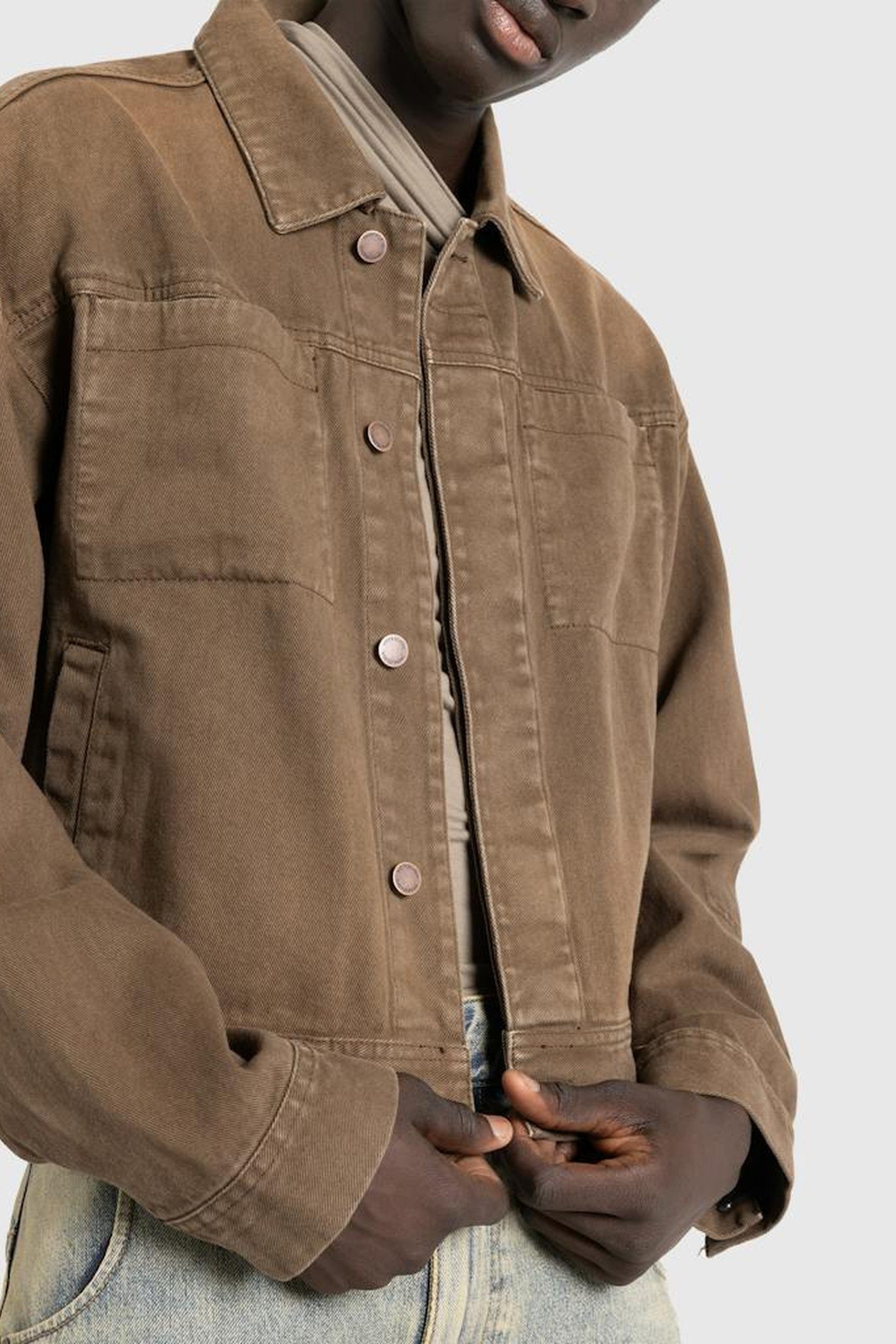 ENTIRE STUDIOS – GEM DENIM JACKET MILITARY STONE 4