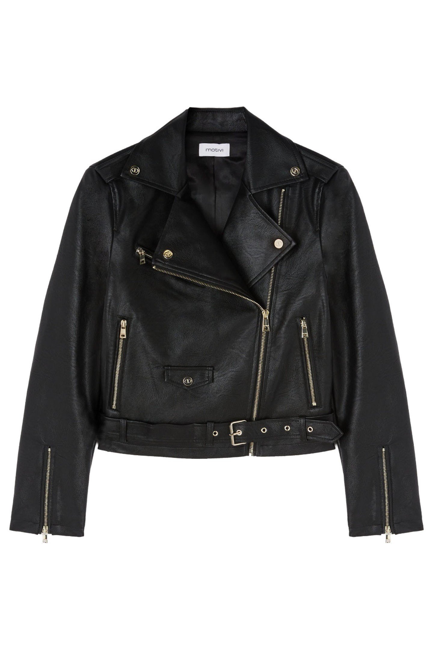 LEATHER-EFFECT BIKER JACKET BLACK 3