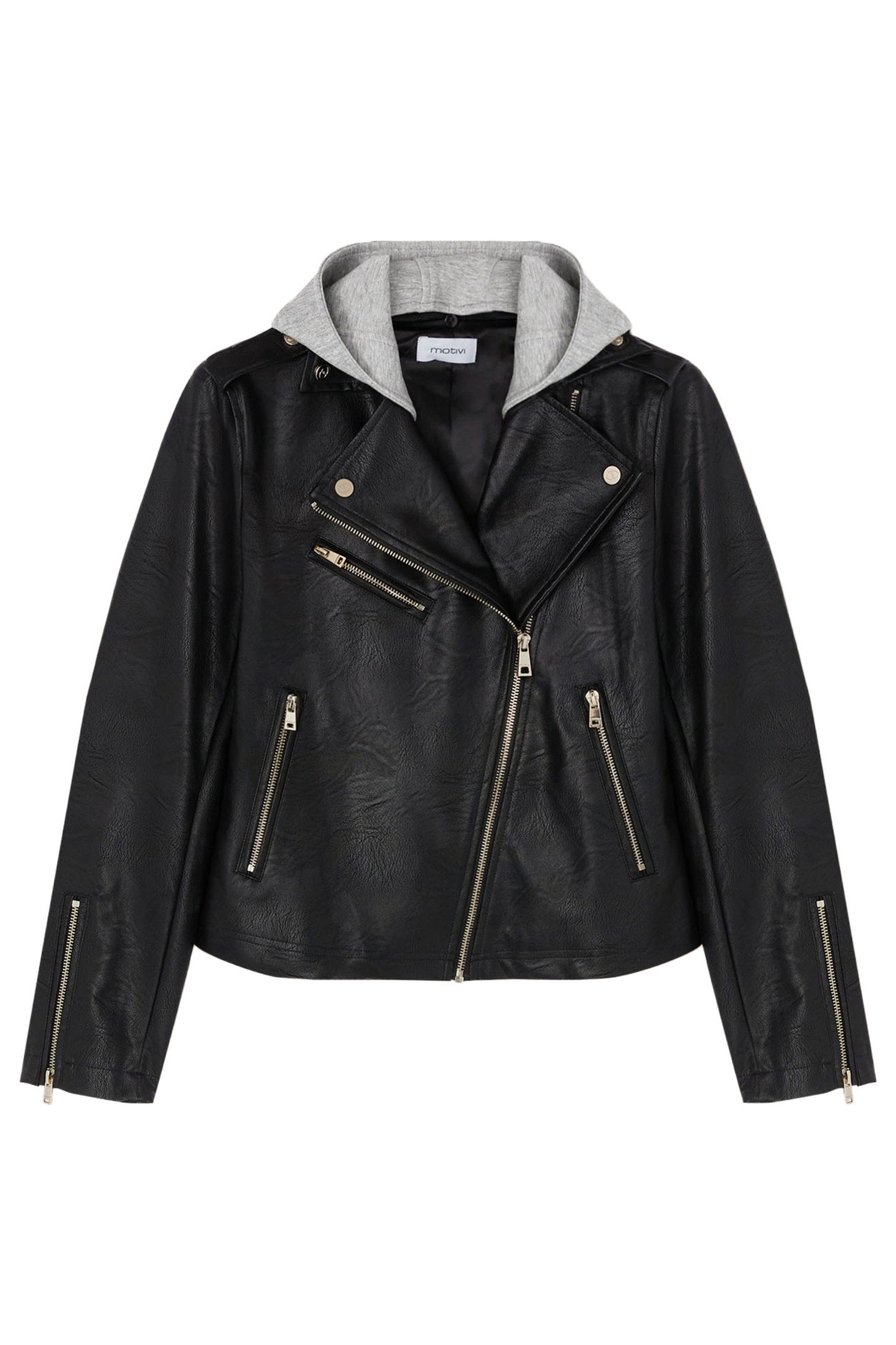 BIKER JACKET WITH FLEECE HOOD BLACK 3