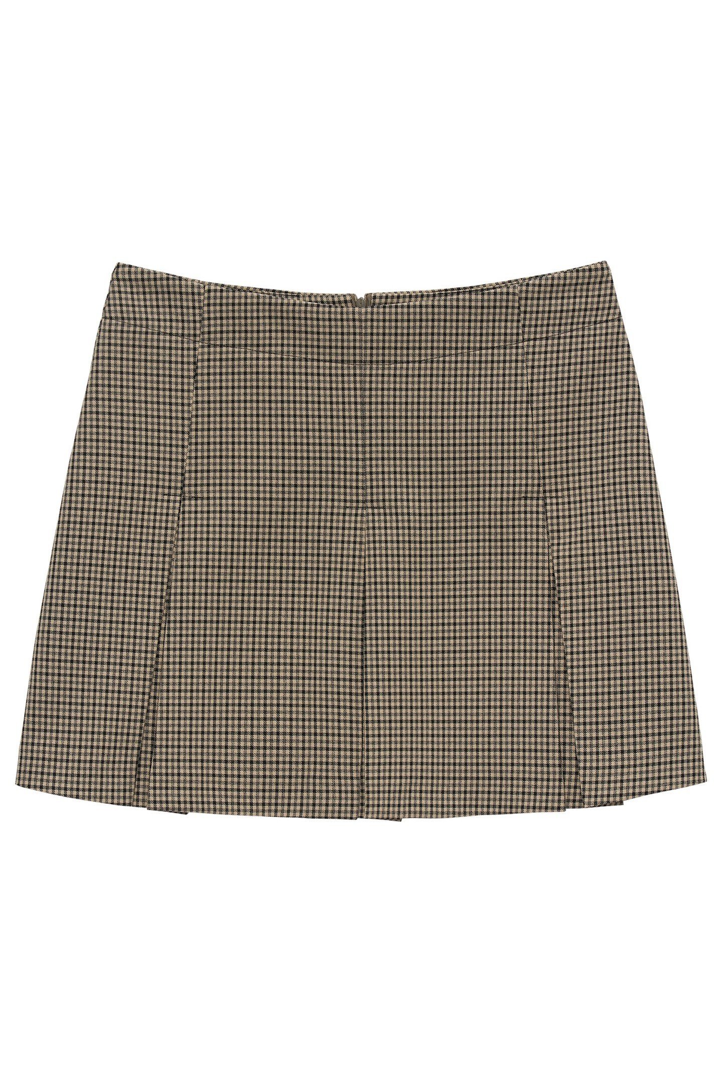 PLEATED CHECK SKIRT BROWN 4