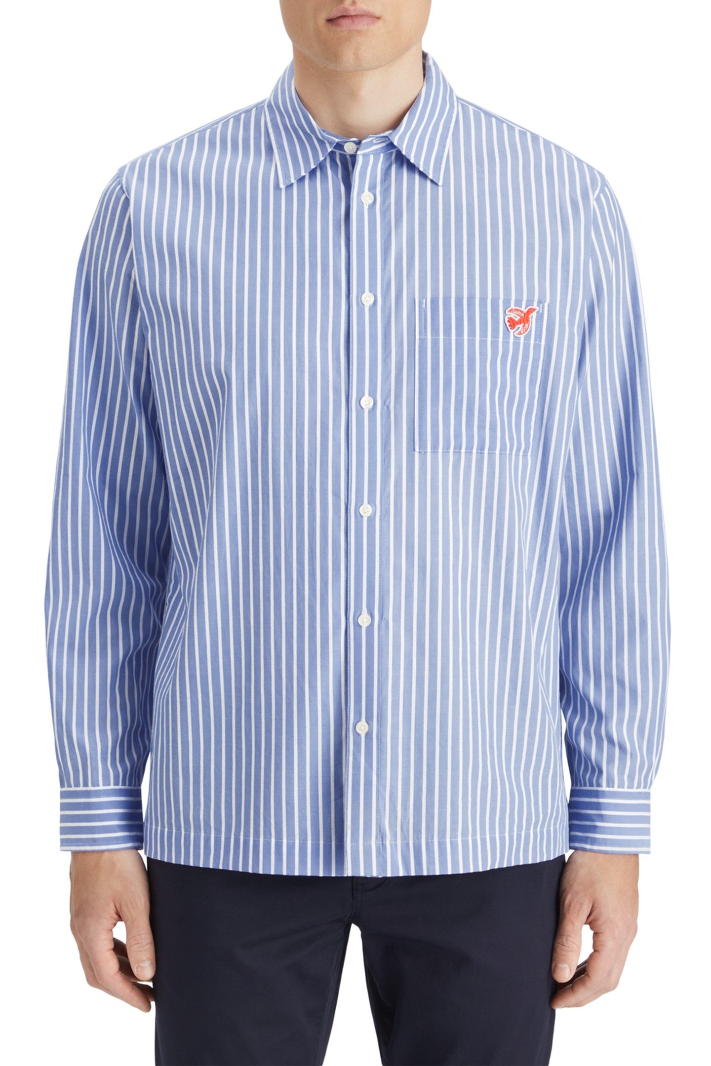 CORE - THE FREE SPIRIT PEACE BIRD POPLIN SHIRT BLUE WHITE ST 1