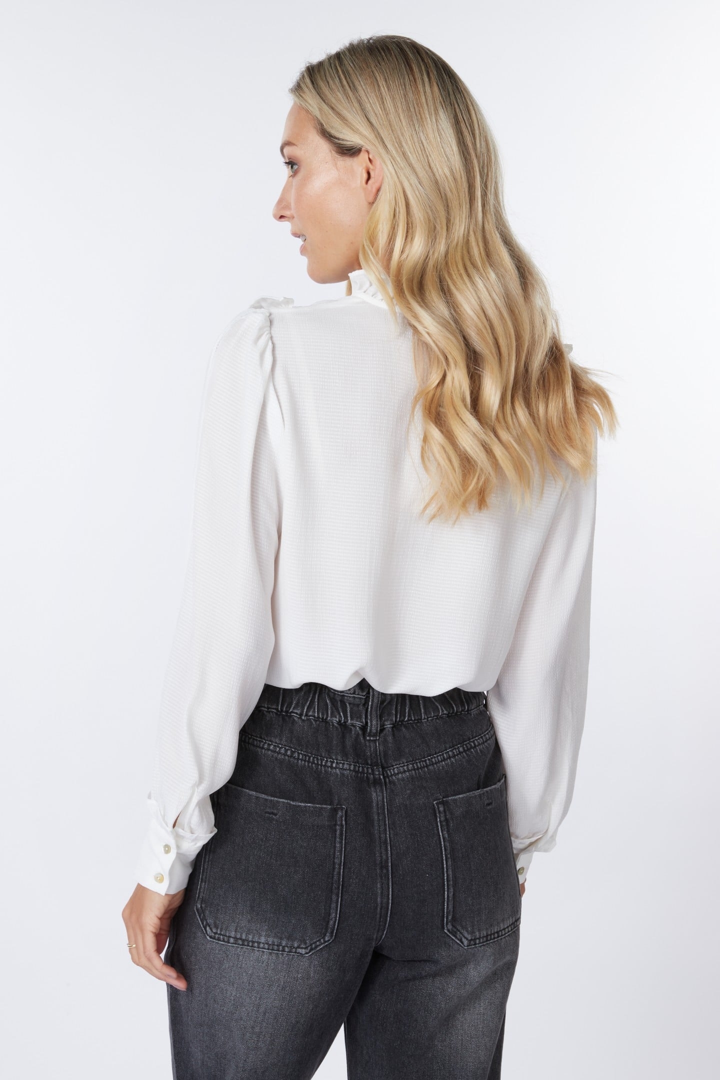 BLOUSE RUFFLES STRUCTURED FABRIC OFF WHITE 3