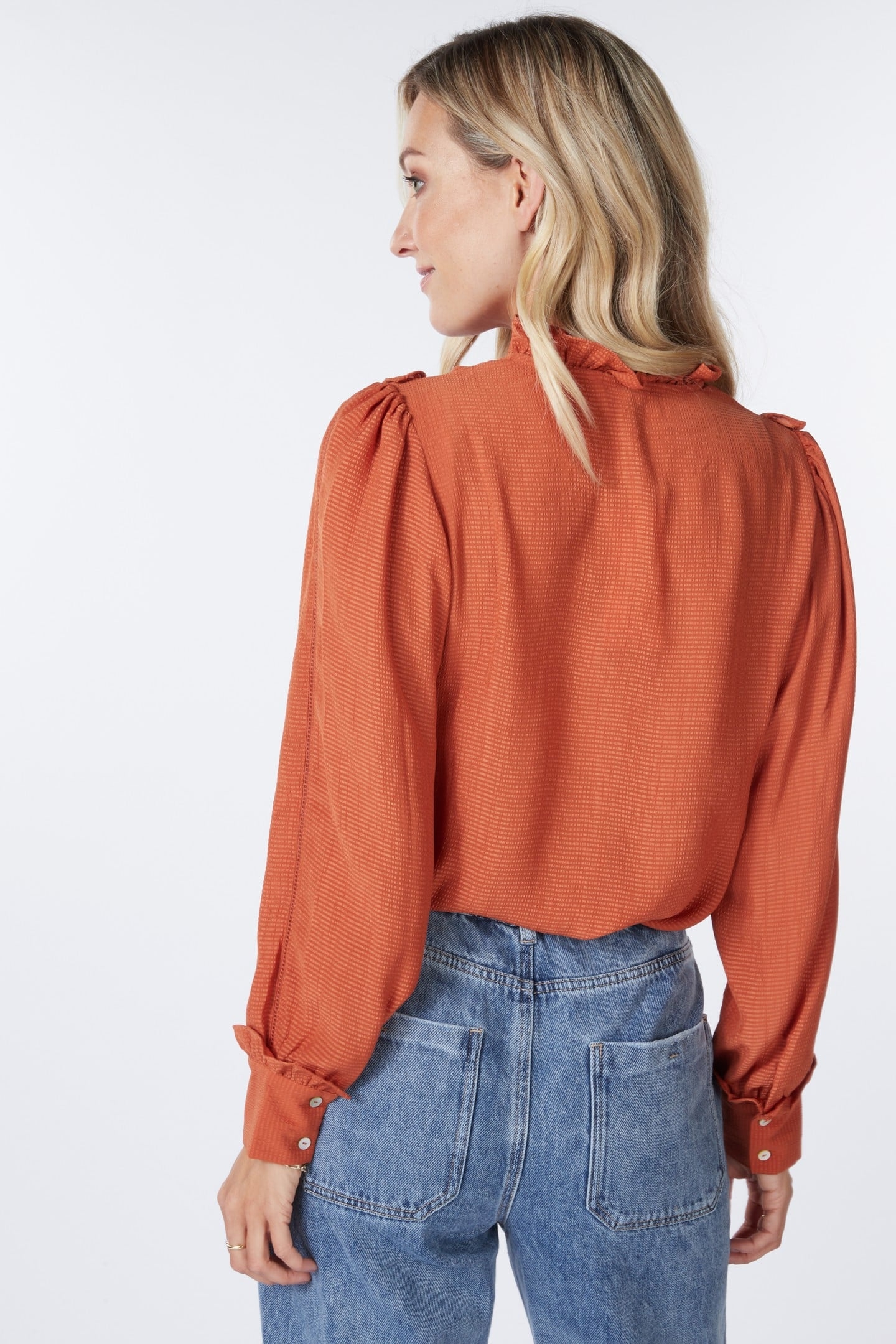 BLOUSE RUFFLES STRUCTURED FABRIC AUTUMN GLAZE 4