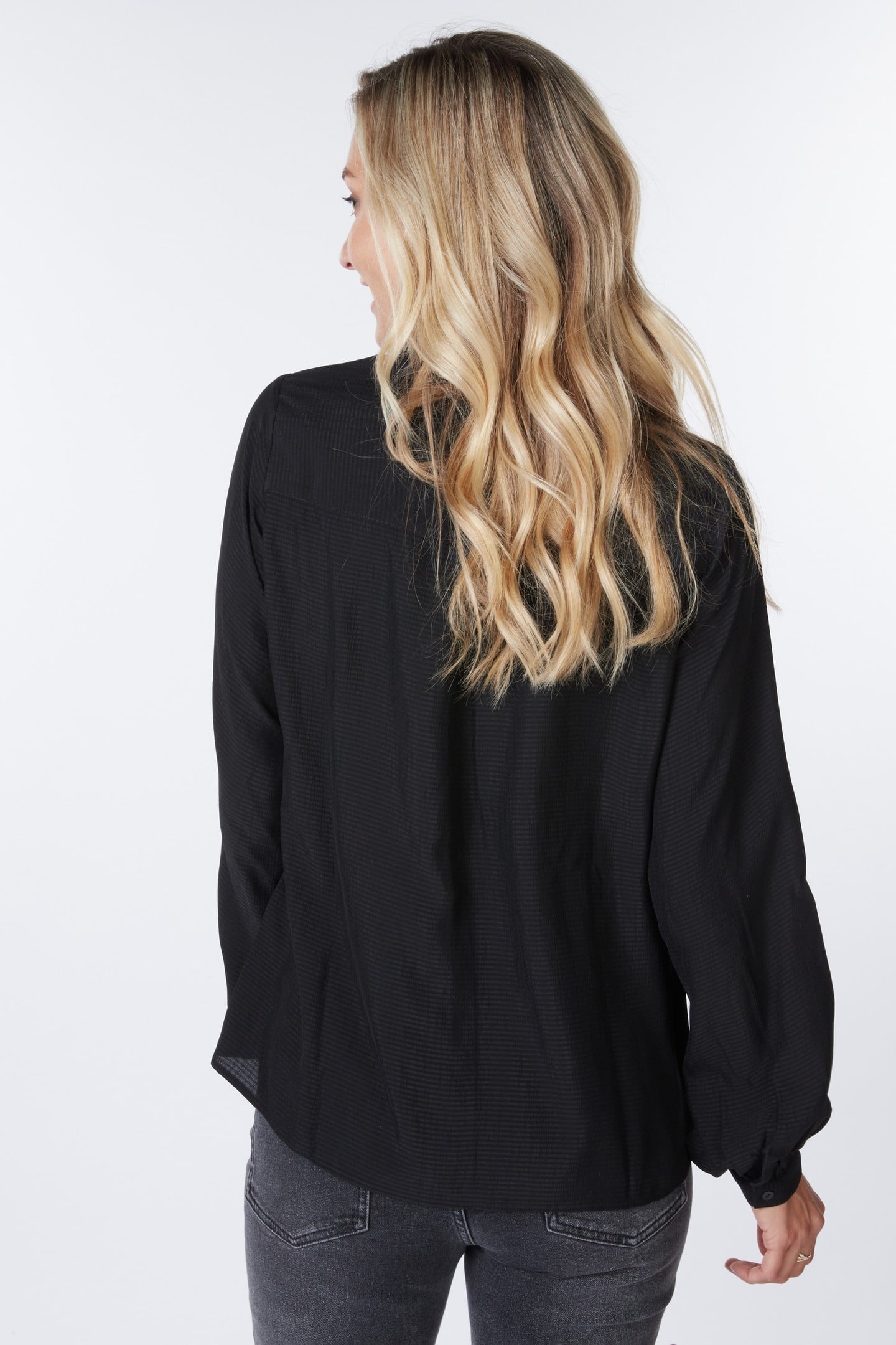 BLOUSE BASIC STRUCTURED FABRIC BLACK 2