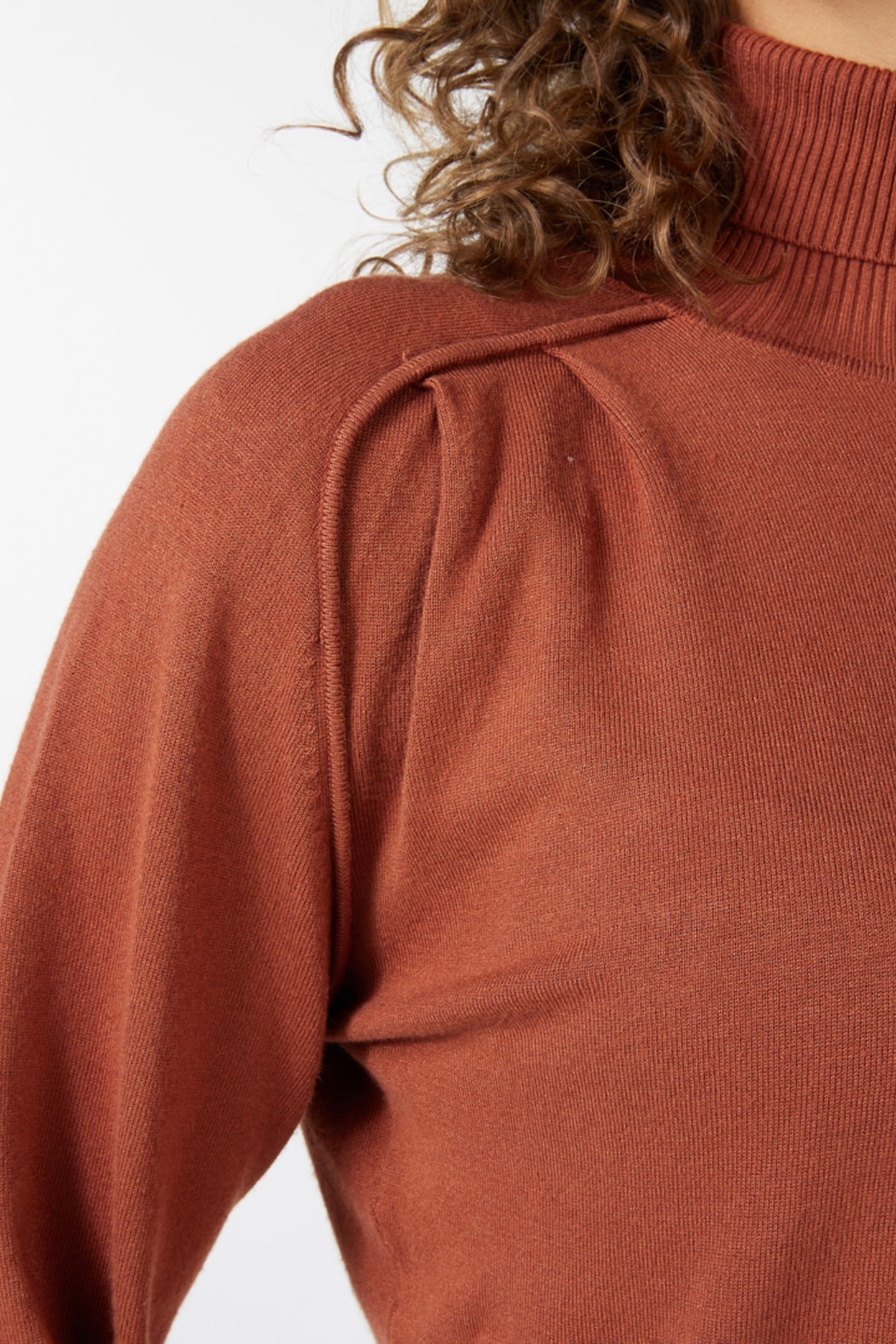 SWEATER BASIC PLEATS COL COPPER BROWN 5