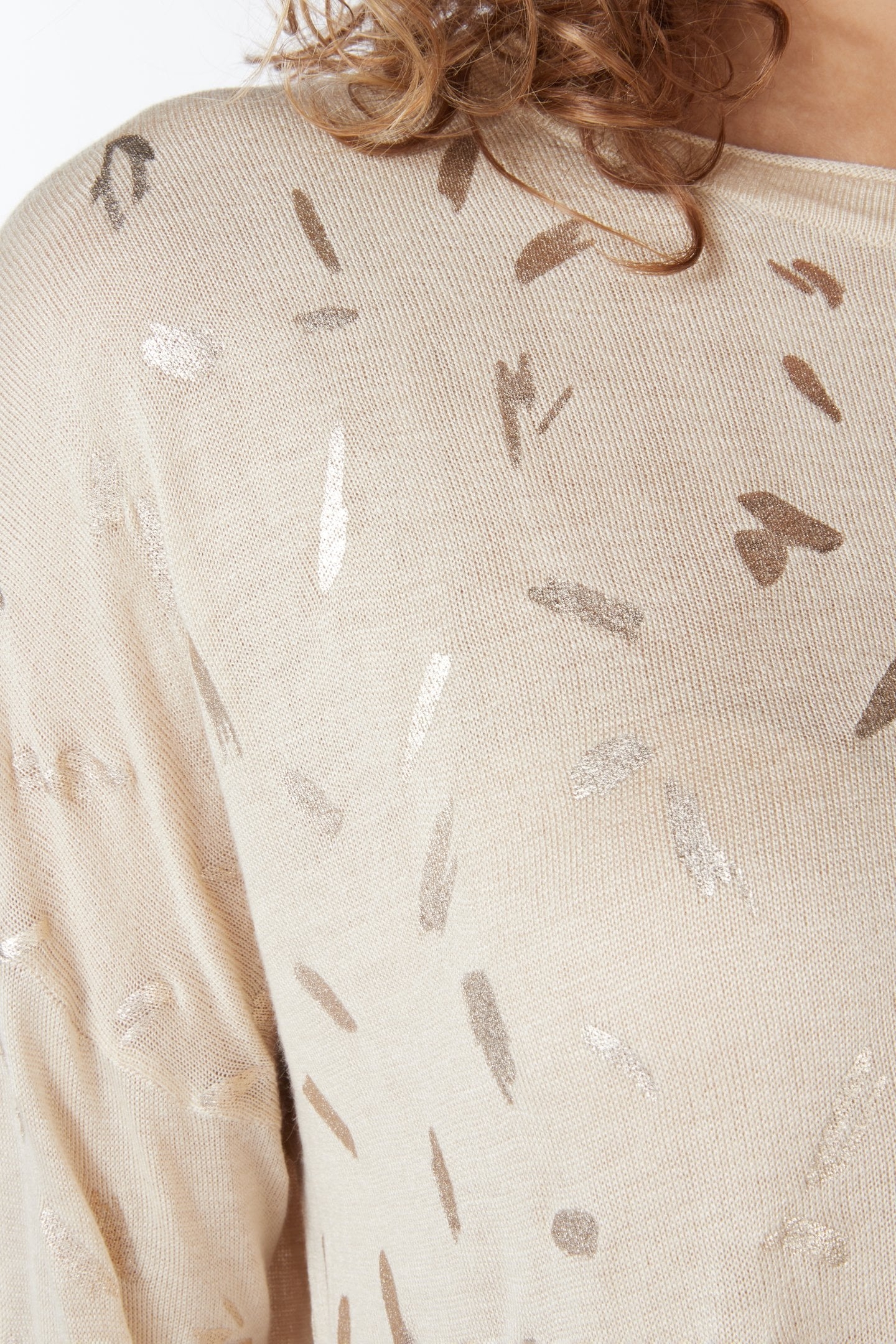SWEATER FOIL PRINT L/SLV WARM SAND 4
