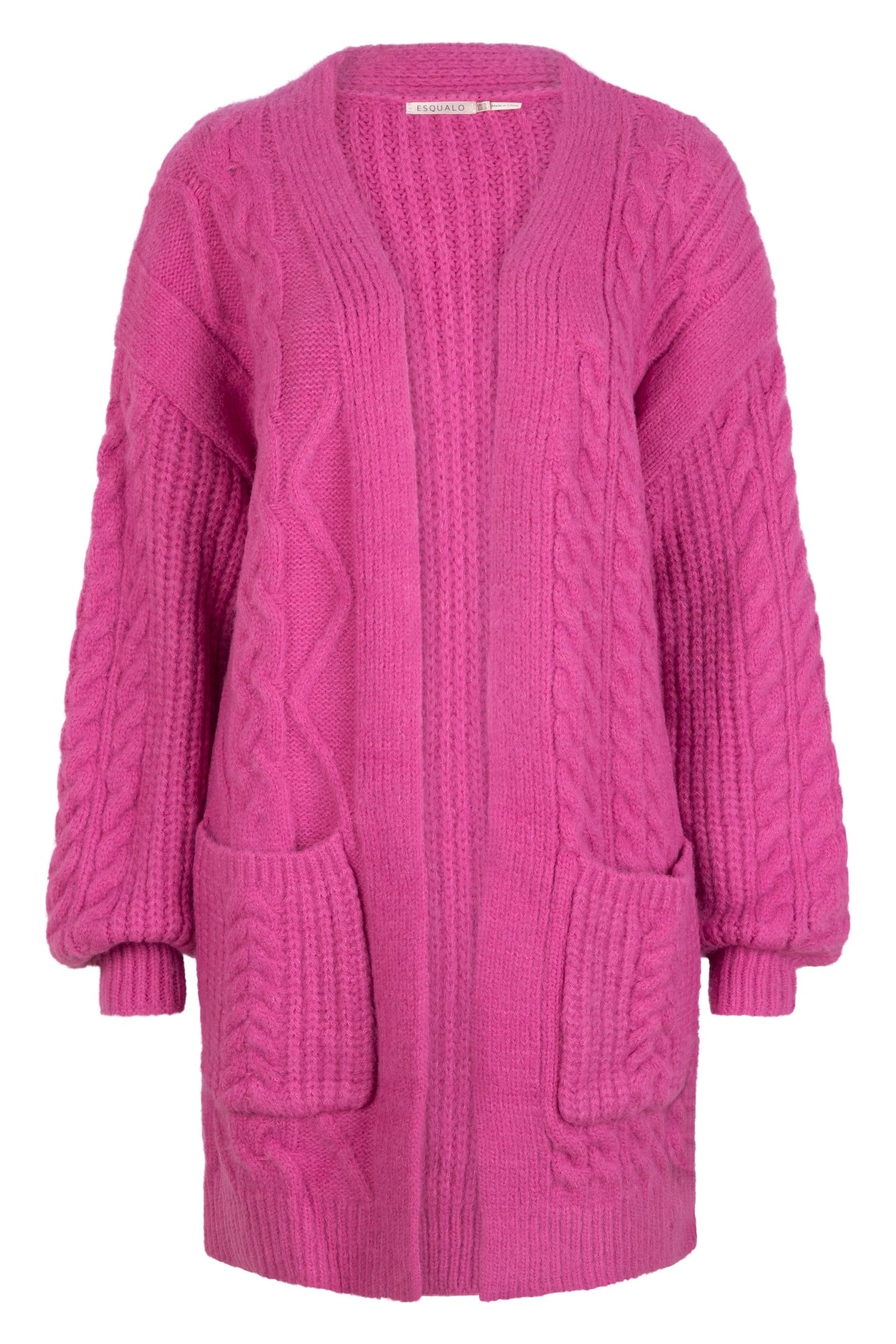 CARDIGAN CABLE KNIT POCKETS PINK 5