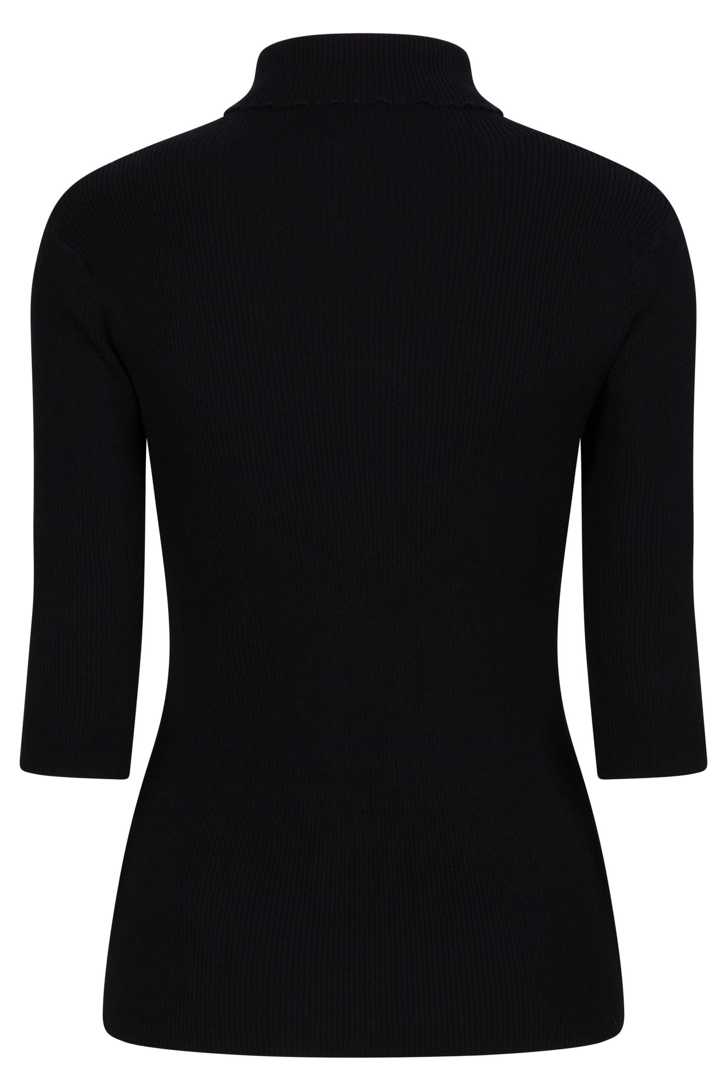 TOP SHORT SLVE OPEN RIB COL BLACK 7