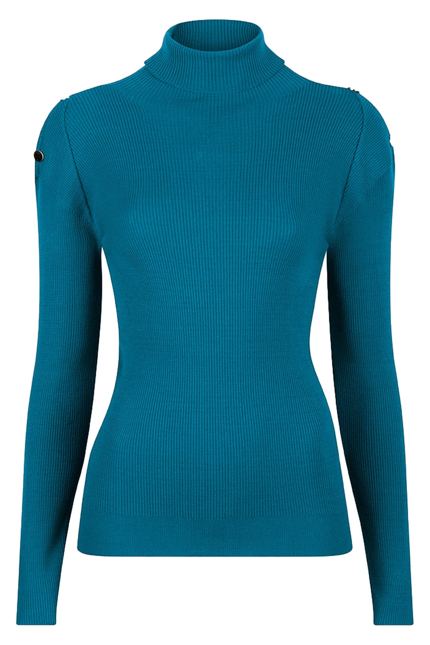 TOP RIB SLV/LSS BUTTONS COL PETROL 1