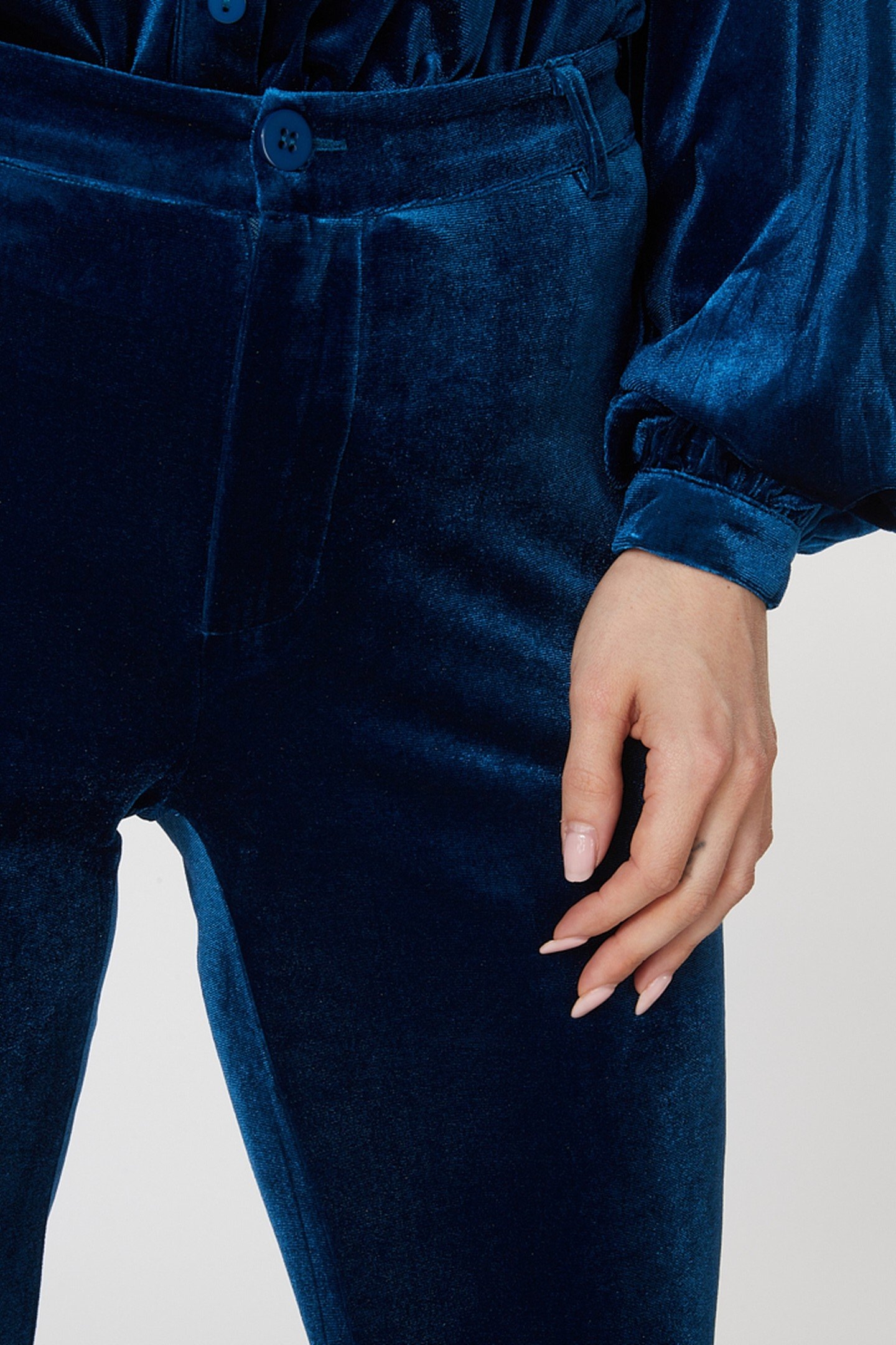 TROUSERS FLAIR VELOURS GALAXY BLUE 8