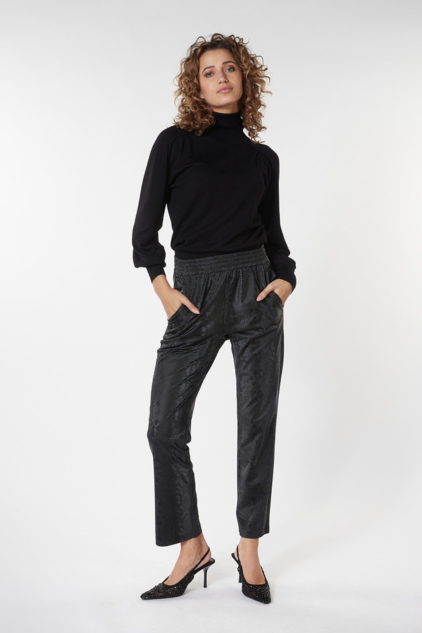 TROUSERS SNAKE PU BLACK 1