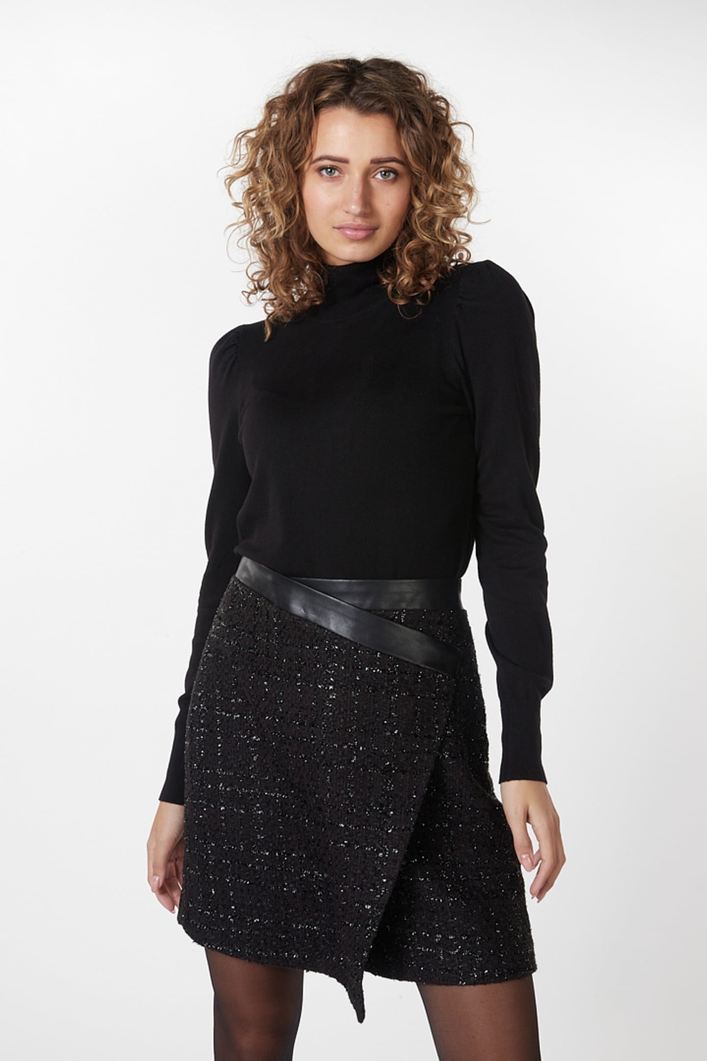 SKIRT TWEED OVERLAP BLACK 2