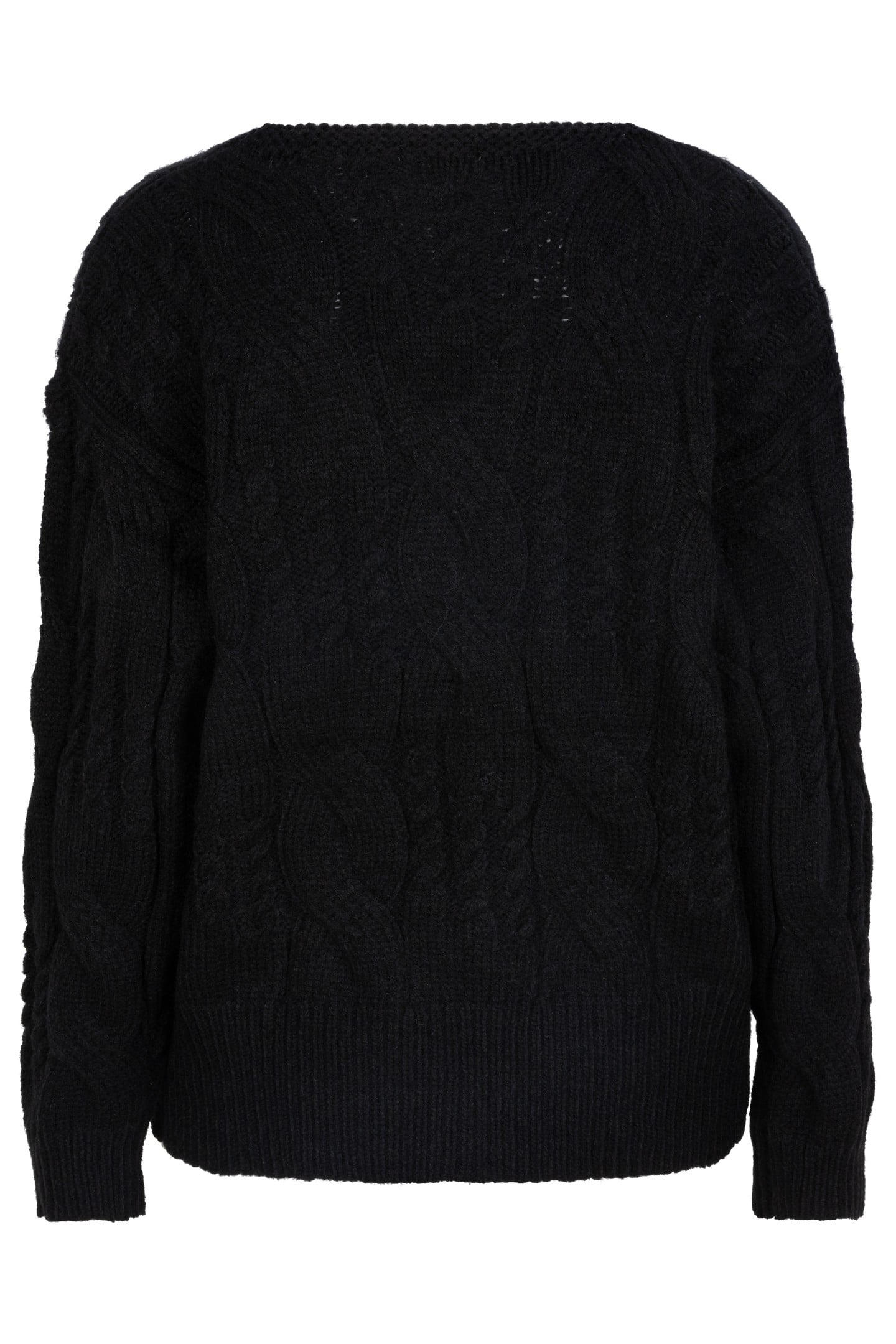 SWEATER CABLES V-NECK BLACK 5
