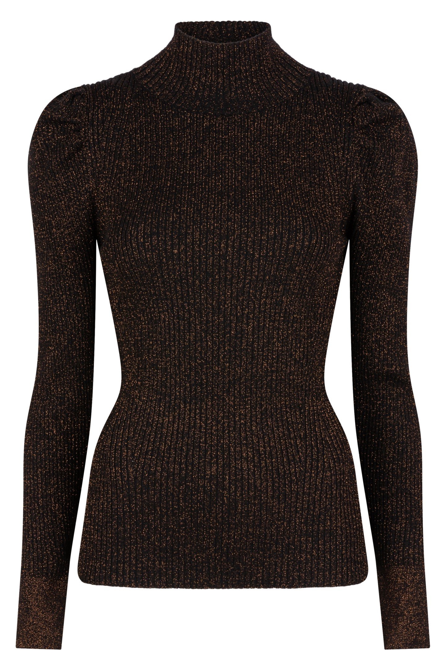 SWEATER RIB LUREX BLACK / ORANGE 7