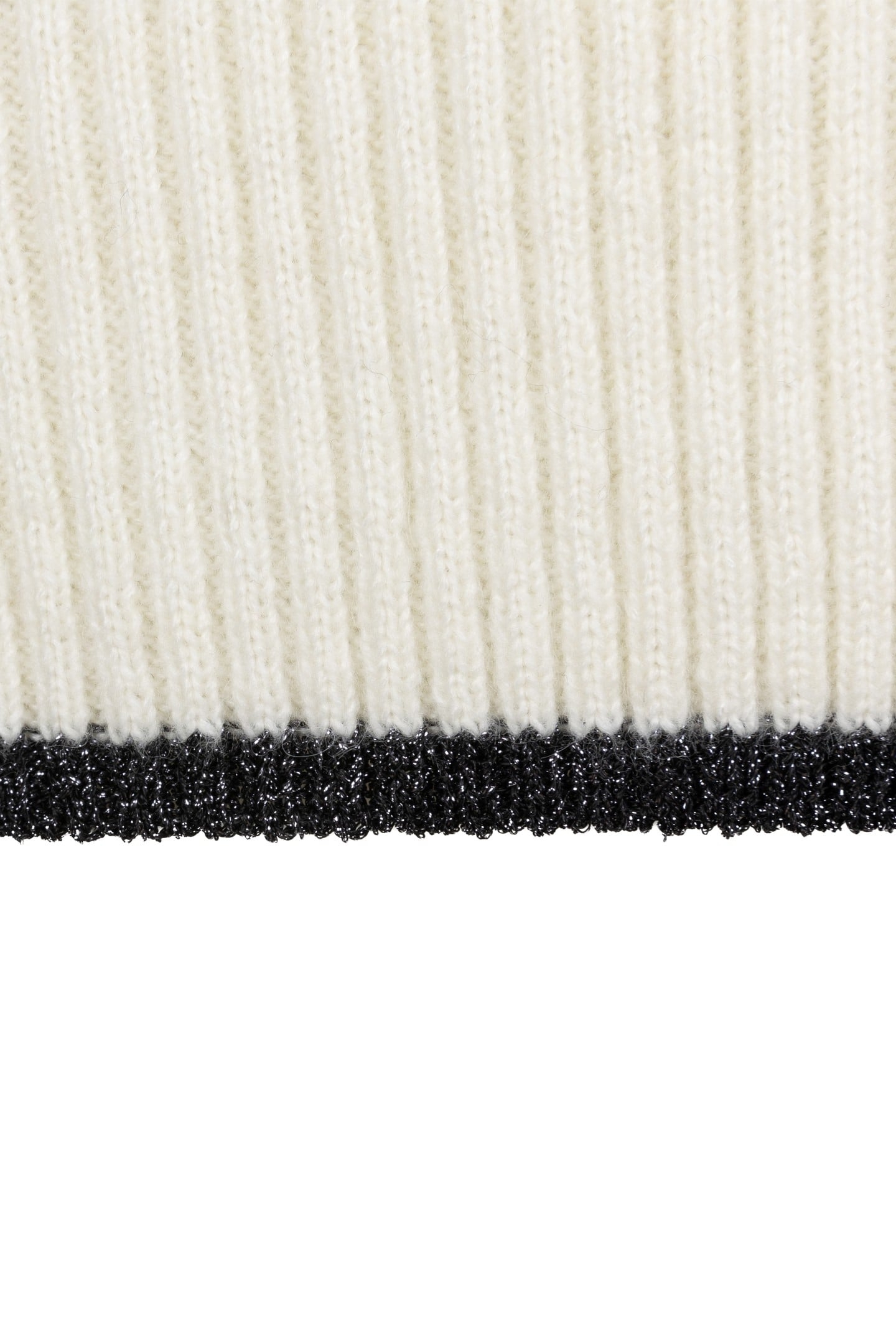 SWEATER COL STRIPED LUREX OFF WHITE / BLACK 7