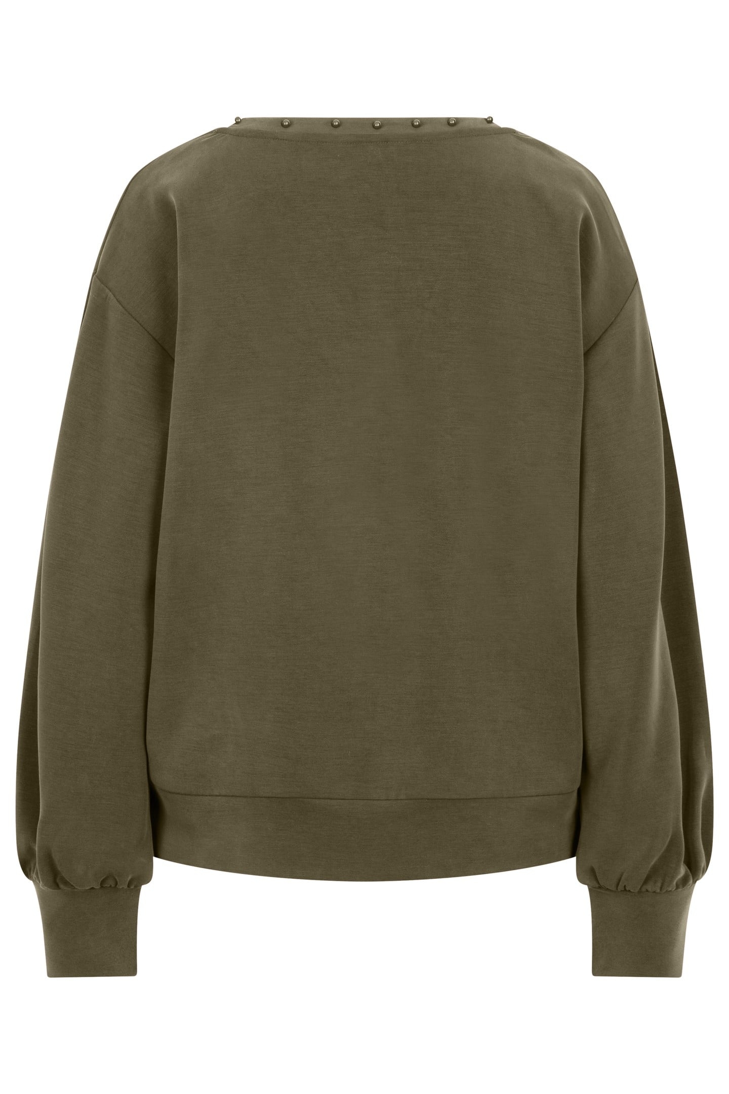 SWEATER “V” STUDS MODAL MOSS GREEN 2